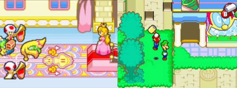 Mario and Luigi Superstar Saga screenshots side by side