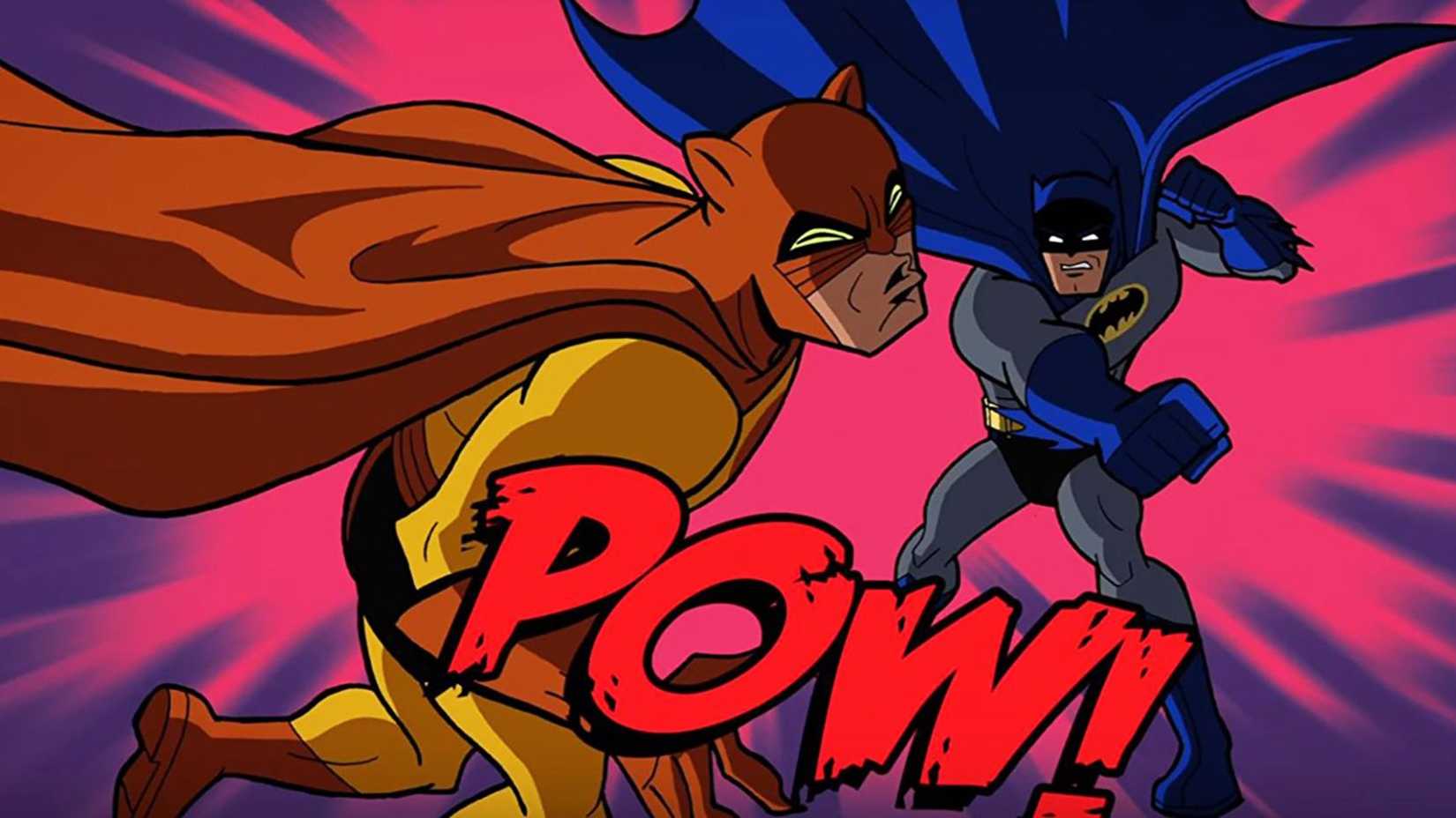 Batman punching a villain with a "Pow!" effect in Batman: The Brave and the Bold.