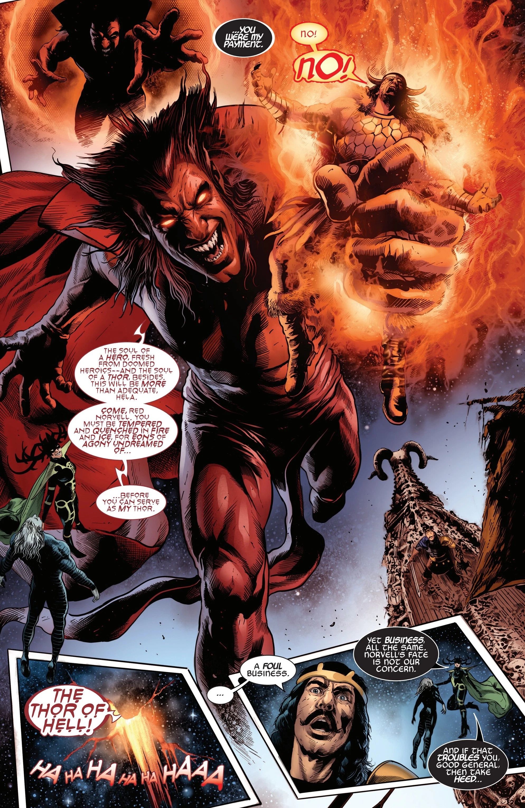 Mephisto takes Red Norvill to Hell in Queen in Black Hela