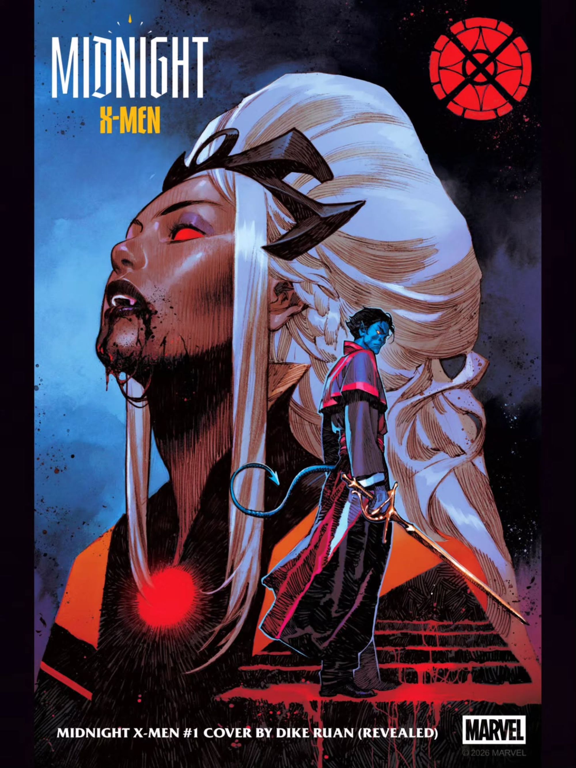 midnight x-men cover showing storm and nightcrawler