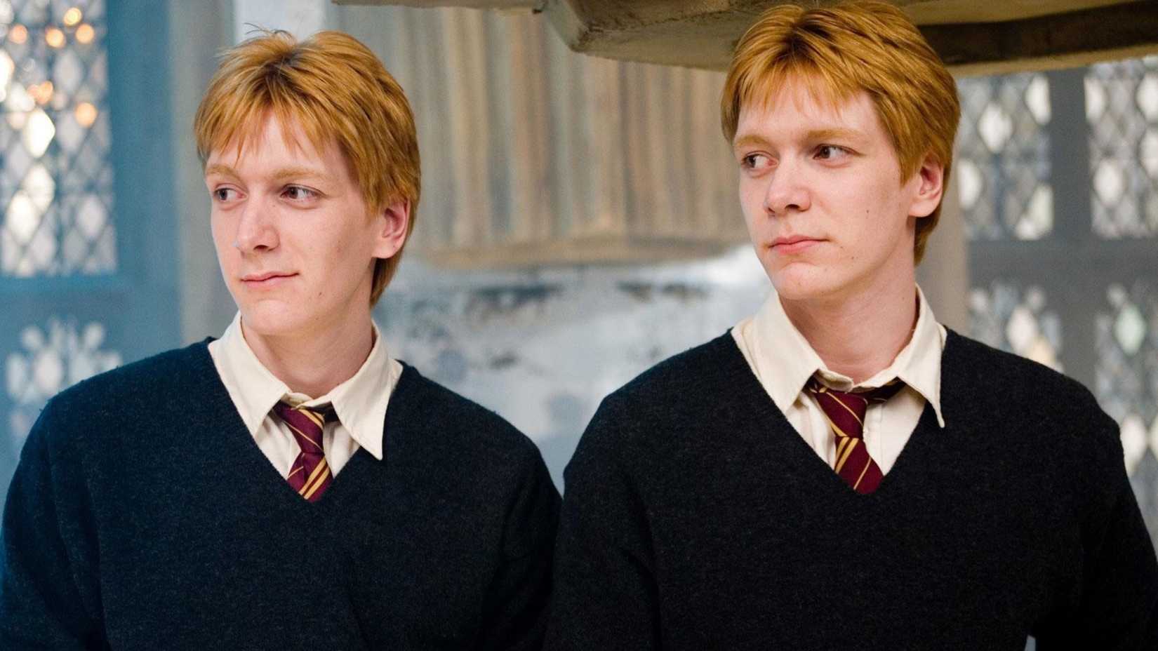 James and Oliver Phelps as the Weasley twins in Harry Potter and the Order of the Phoenix