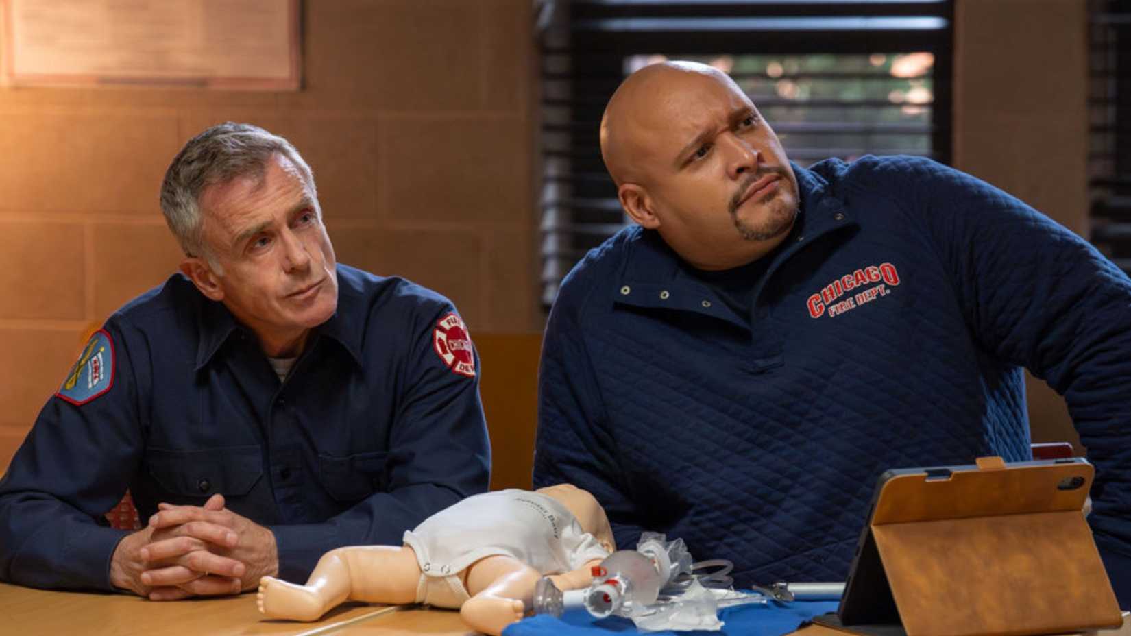Herrmann and Cruz learning skills in Firehouse 51 in Chicago Fire season 14