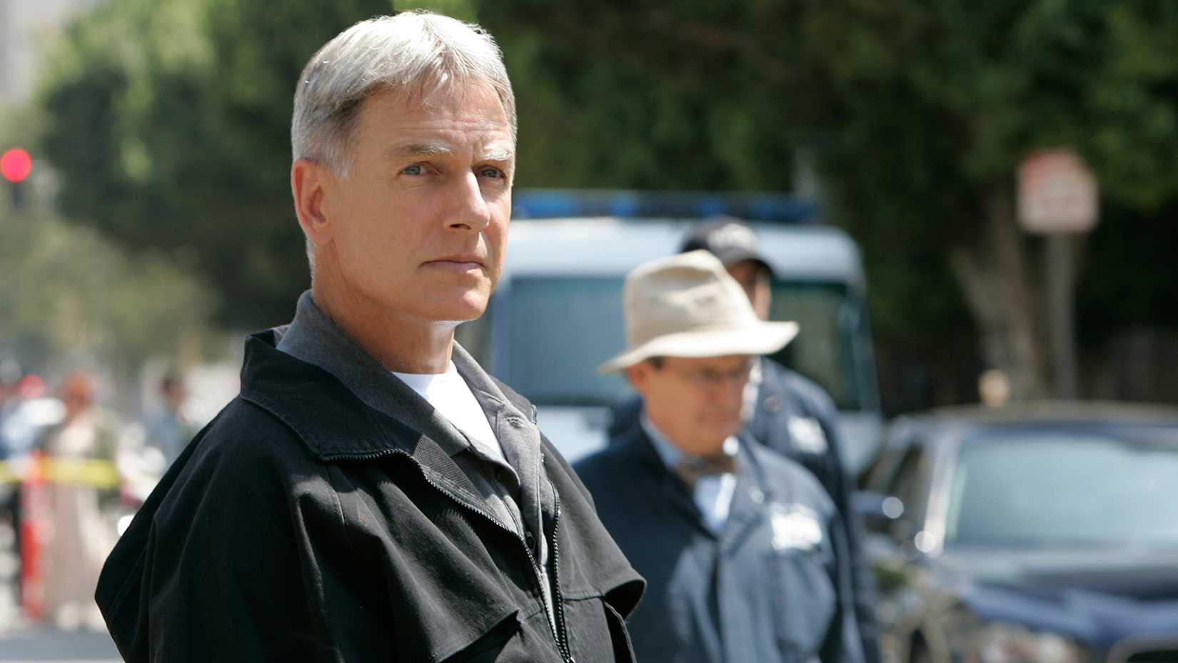 Still of Leroy Jethro Gibbs looking off camera in a still from NCIS.