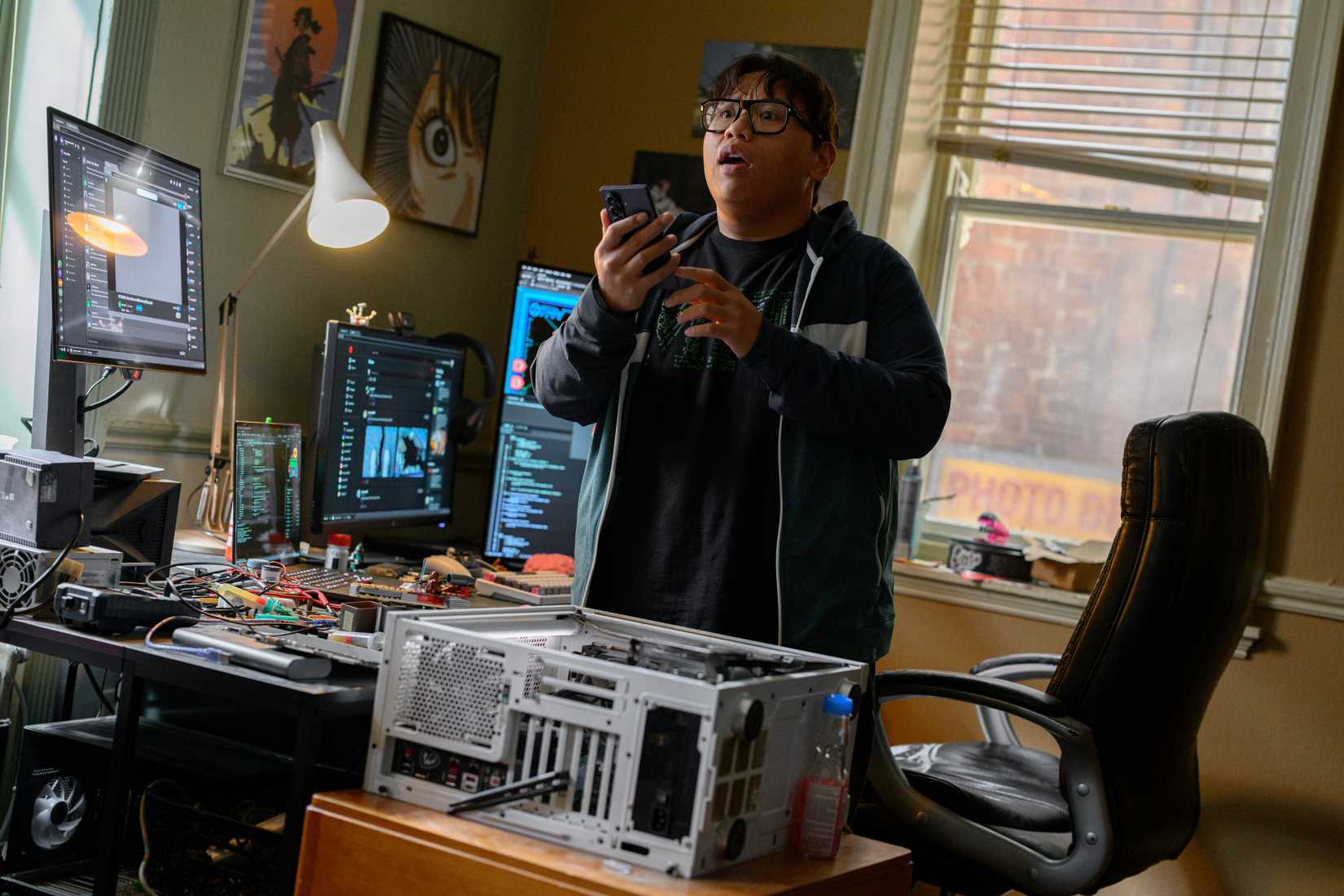 Ned (Jacob Batalon) works on his Spidey Tracker in SPIDER-MAN BRAND NEW DAY