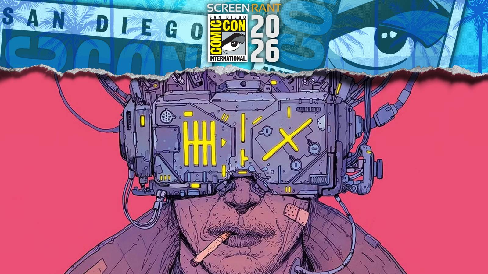 Neuromancer book cover with the 2026 SDCC overlay