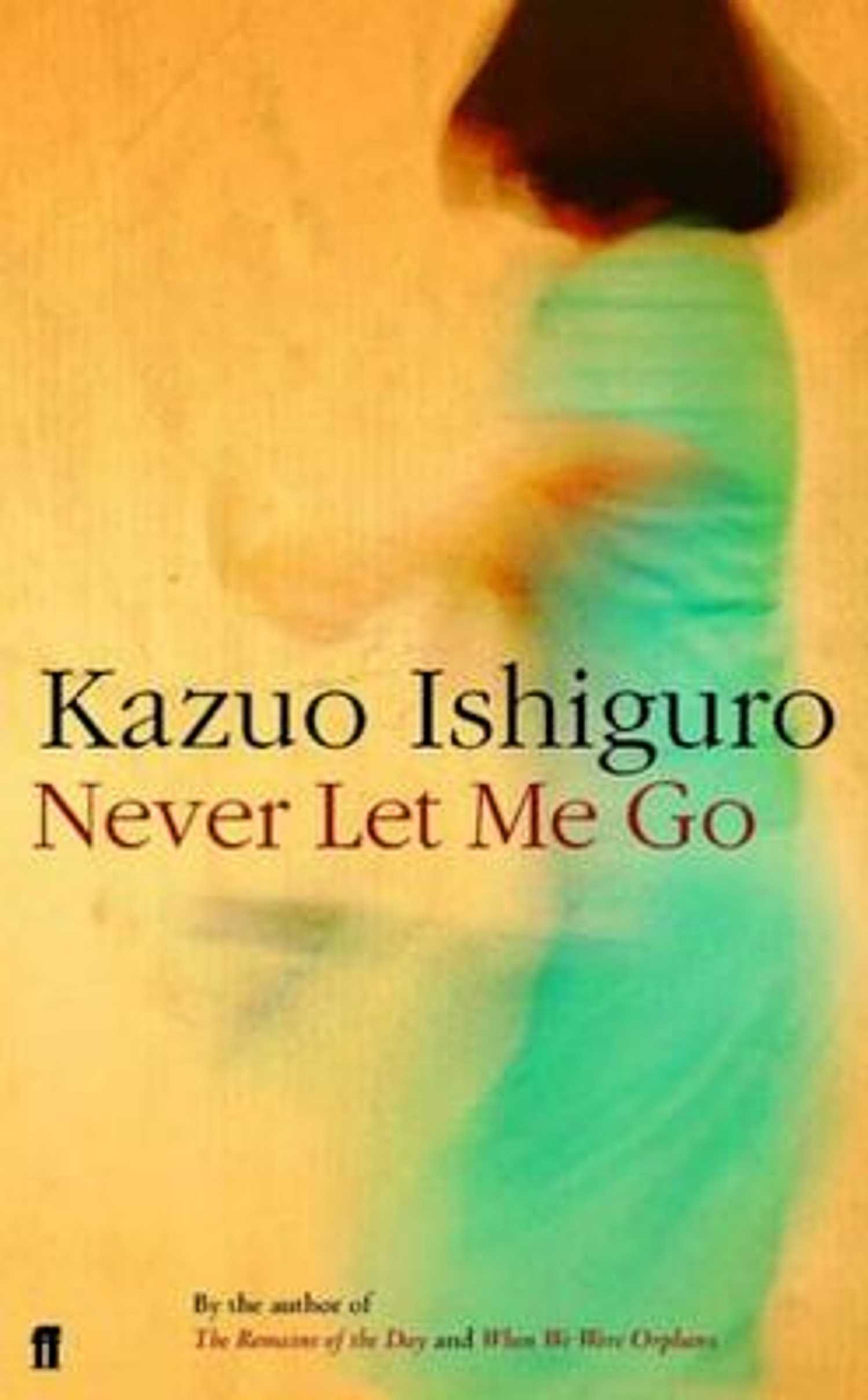 Never Let Me Go book cover, profile sketch of a woman
