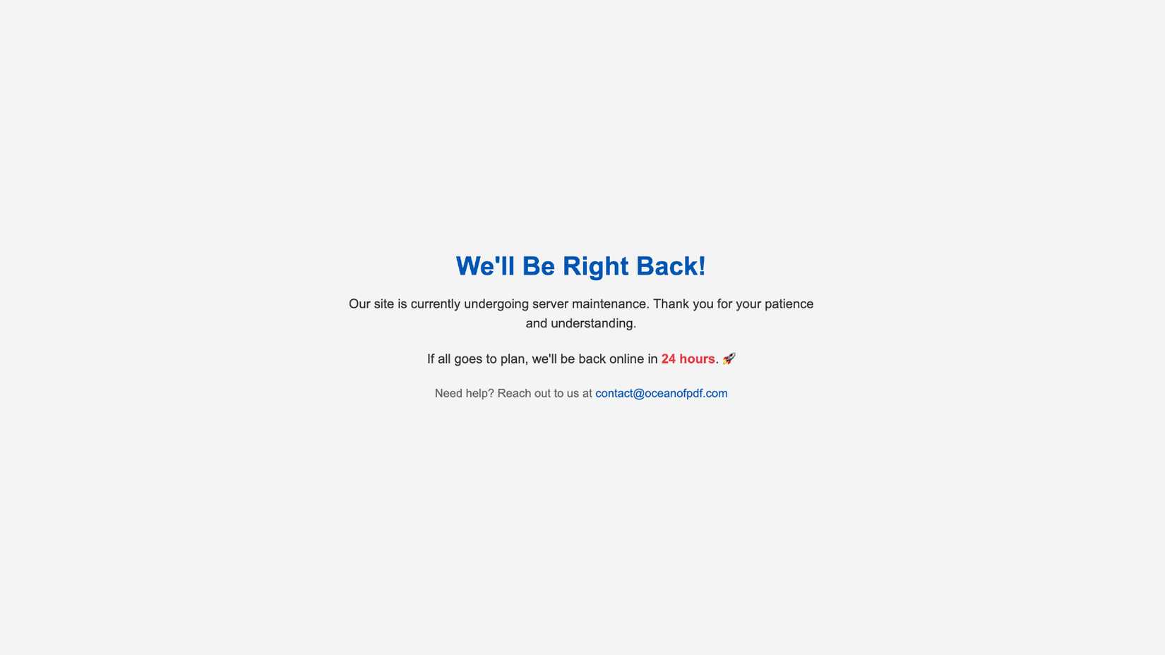 OceansofPDF Website Message