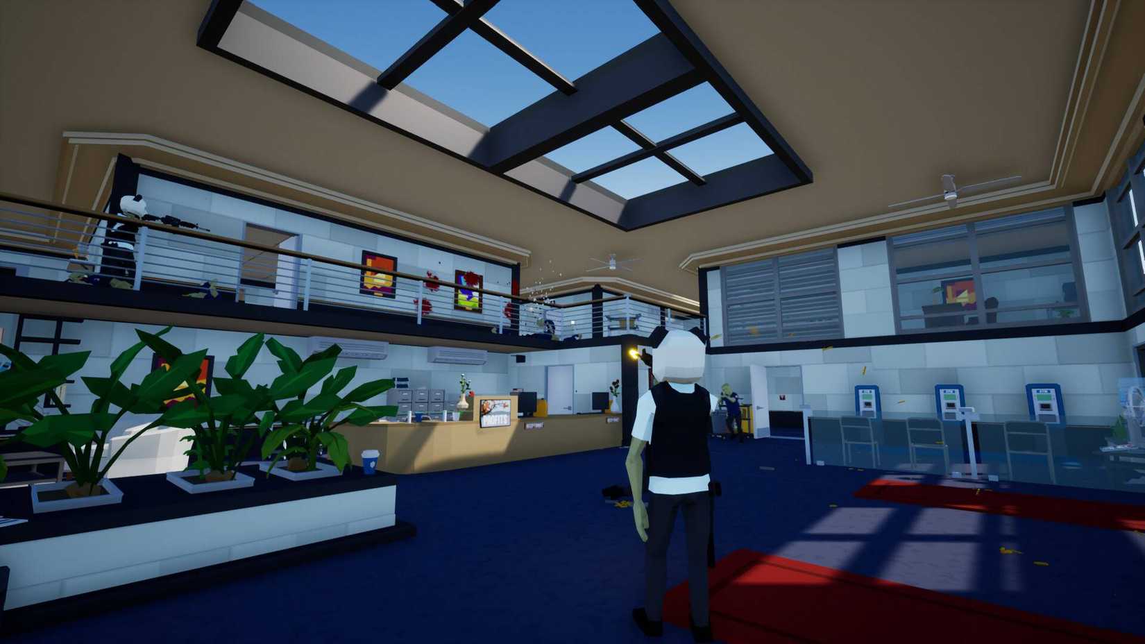 A group of robbers robbing a bank in One-Armed Robber.