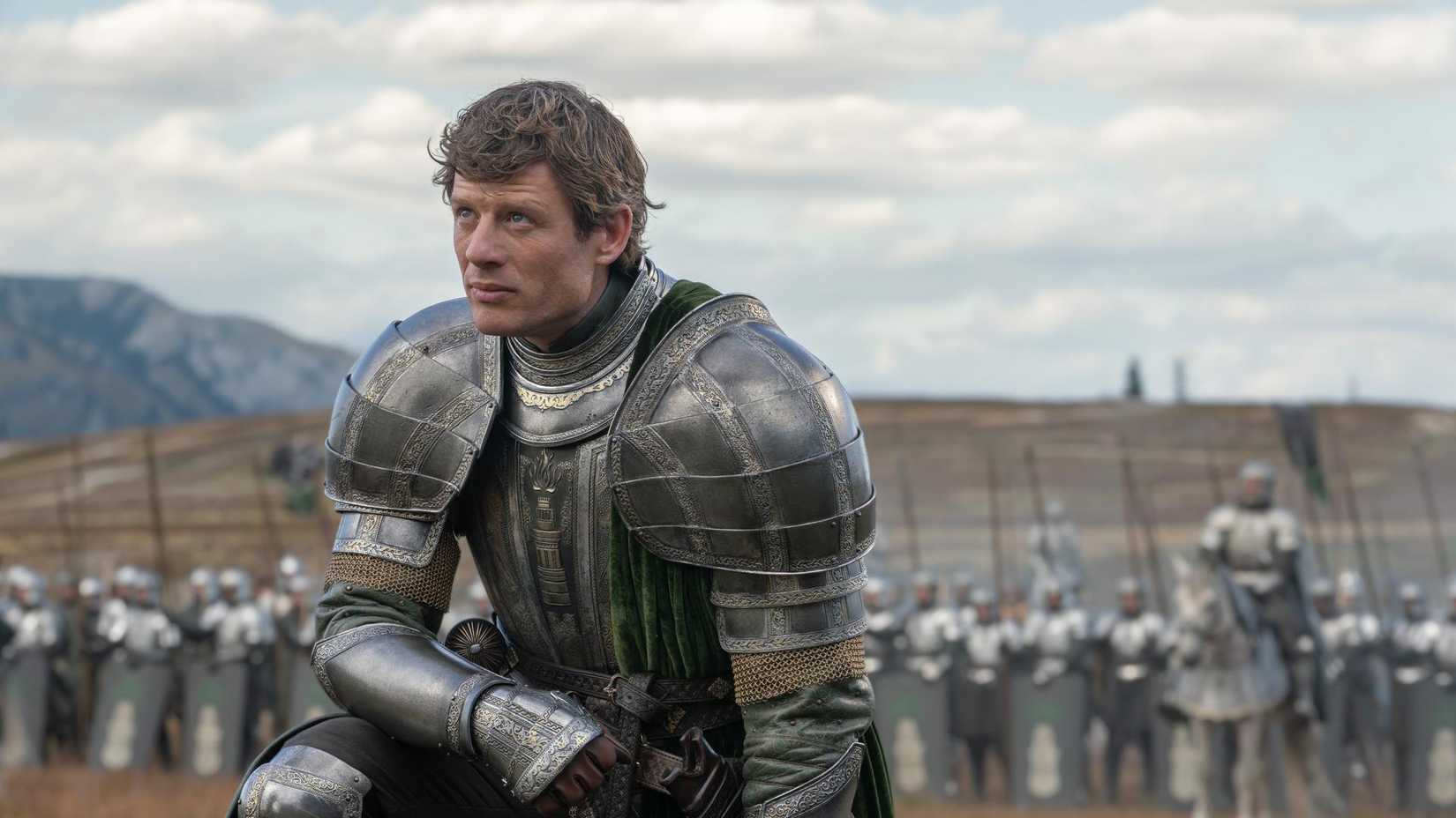 Ormund (James Norton) kneeling in front of his army in House of the Dragon