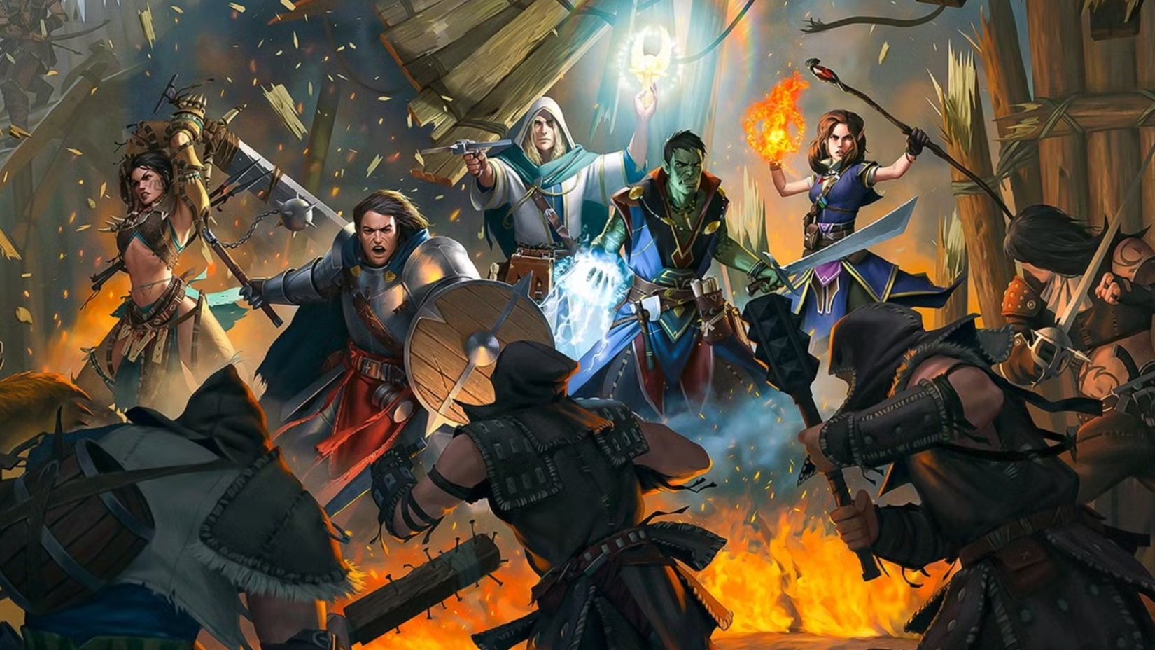 A party in Pathfinder Kingmaker fends off enemies.