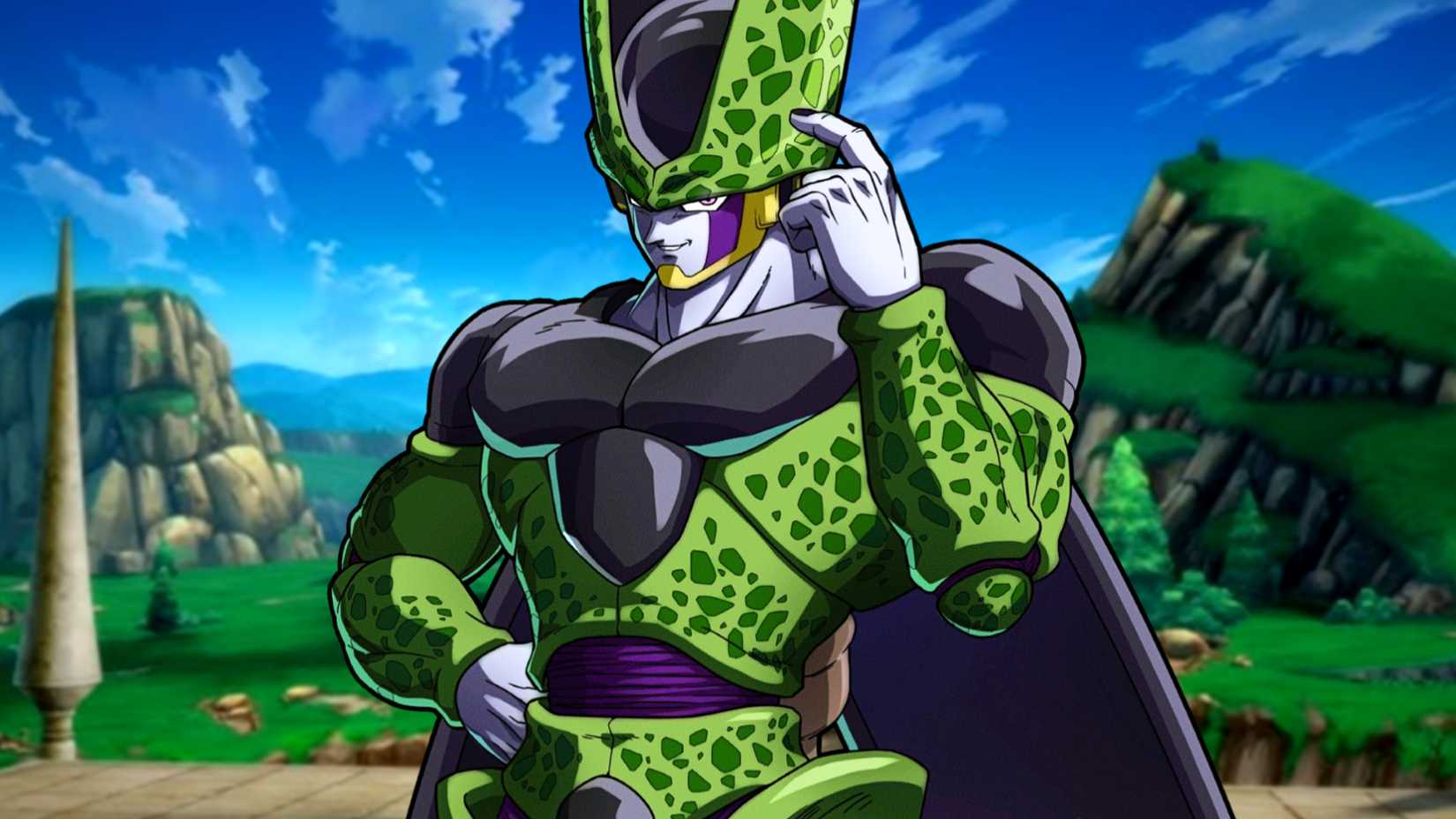 Perfect Cell taunts his opponents at the Cell Games arena in Dragon Ball Z