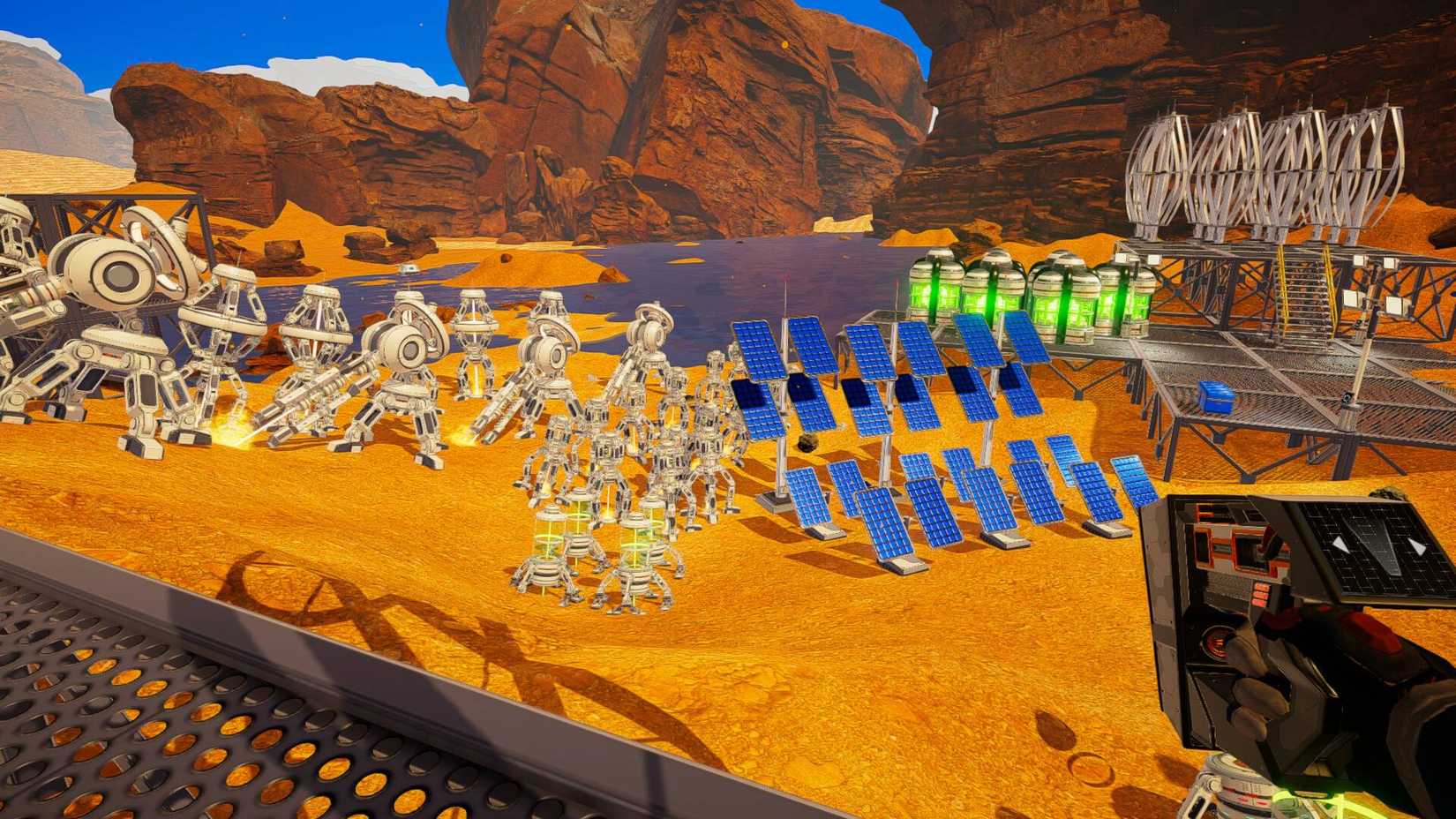 The player overlooking a base in The Planet Crafter.