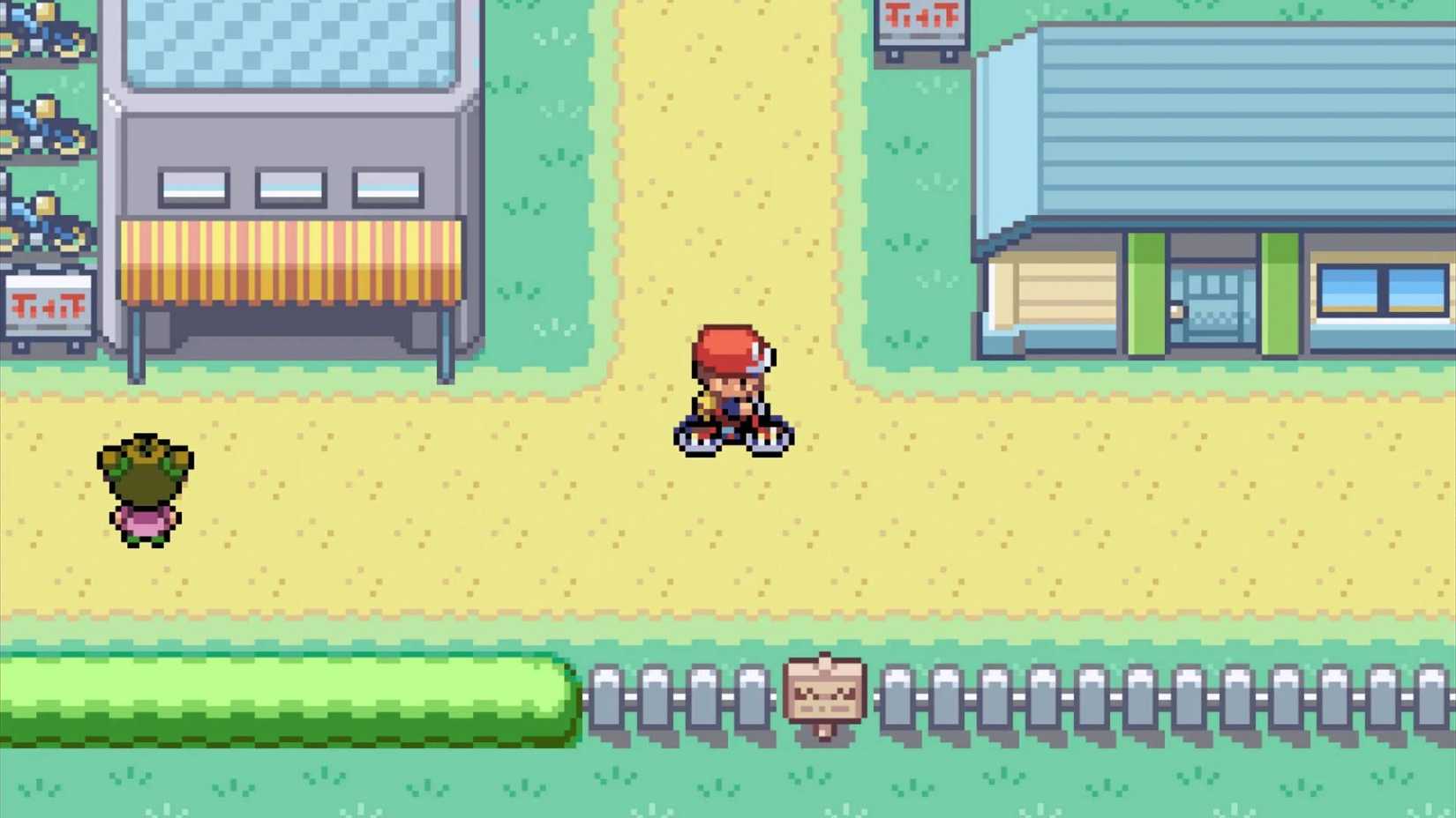 The player on their bike in Pokemon FireRed and LeafGreen.