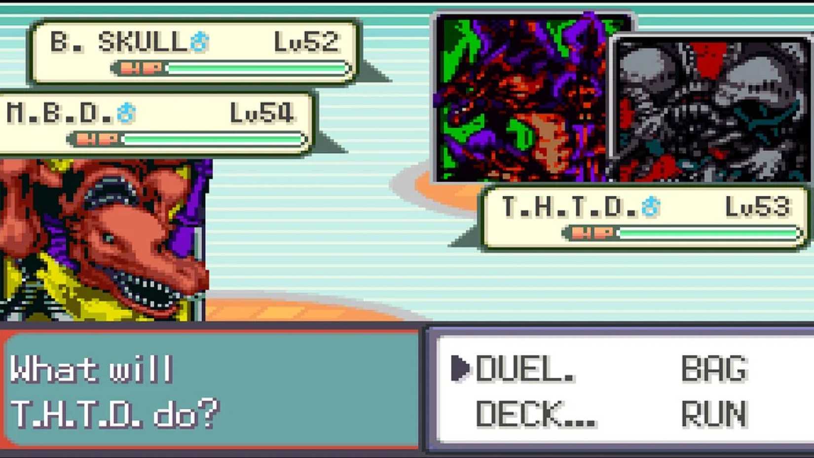 The player dueling another duelist in Pokemon: Forbidden Memories.