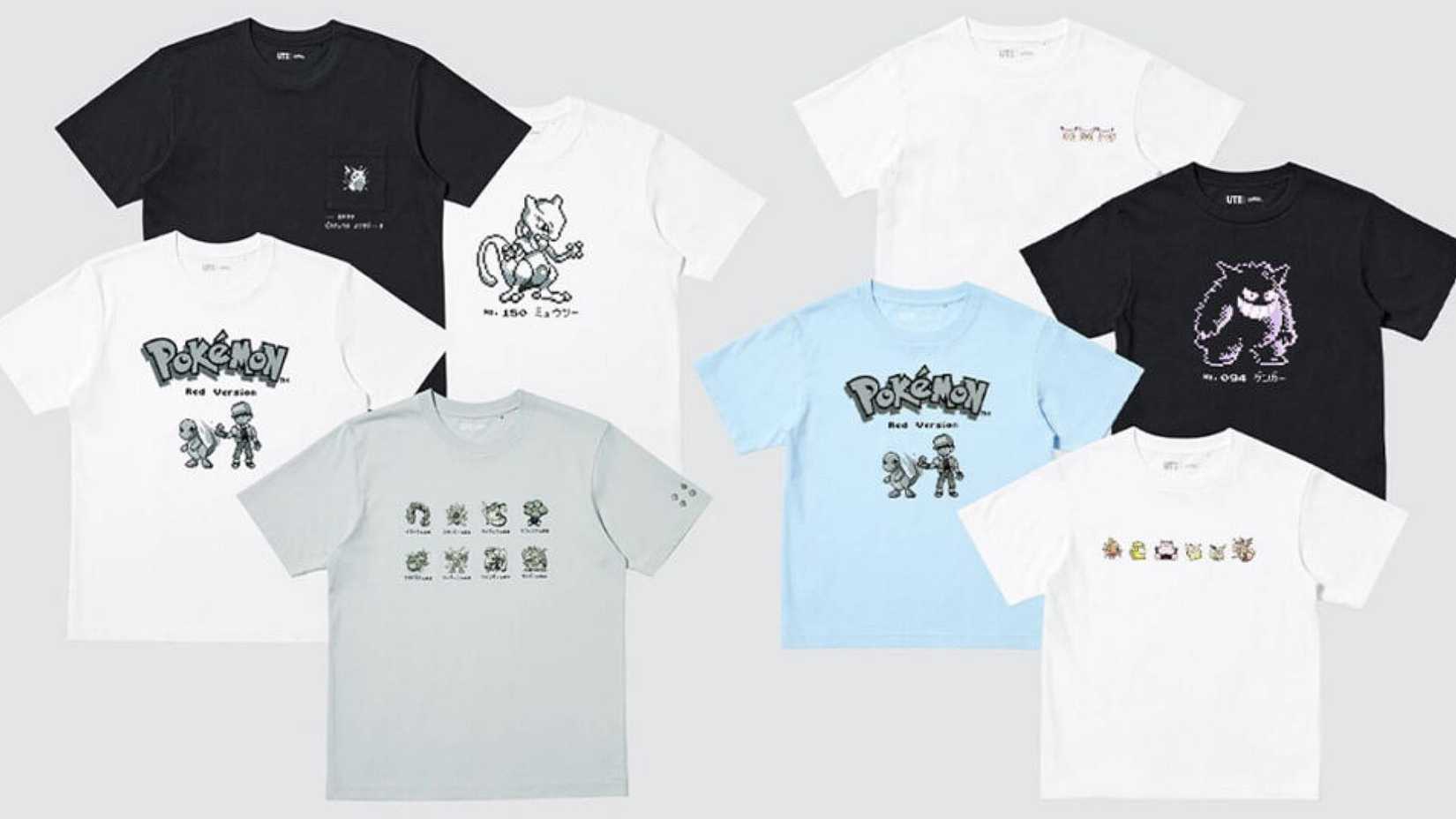 A collection of Pokemon 30th anniversary Uniqlo tshirts.
