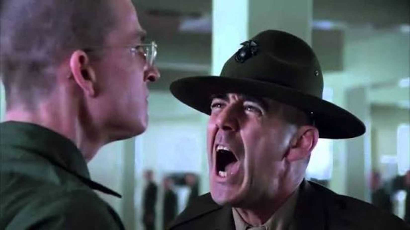 R Lee Ermey as Hartman in Full Metal Jacket