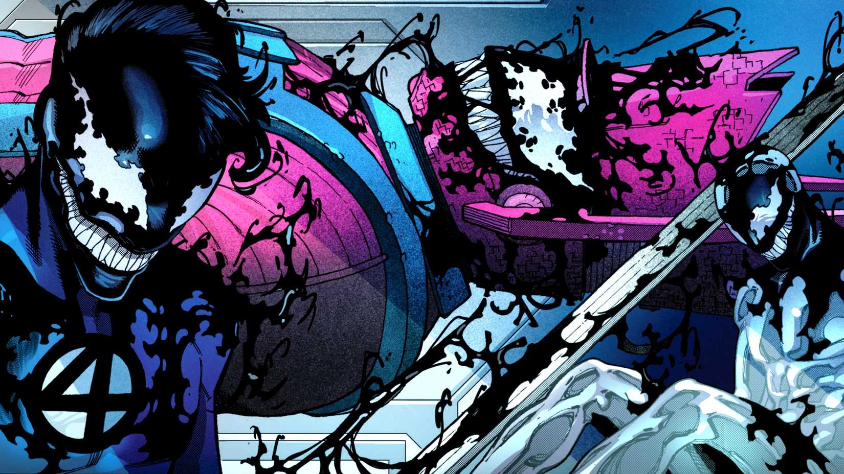 Reed Richards, Galactus, and Silver Surfer lie possessed by symbiotes in Godzilla Infinity Roar