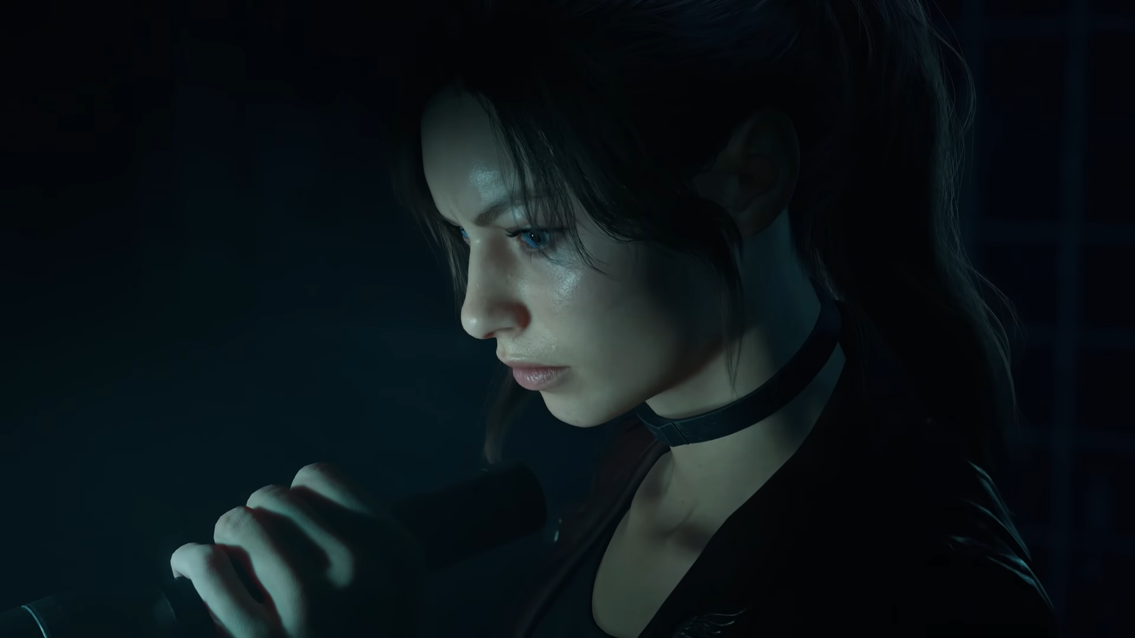 Resident Evil Veronica Claire with a flashlight
