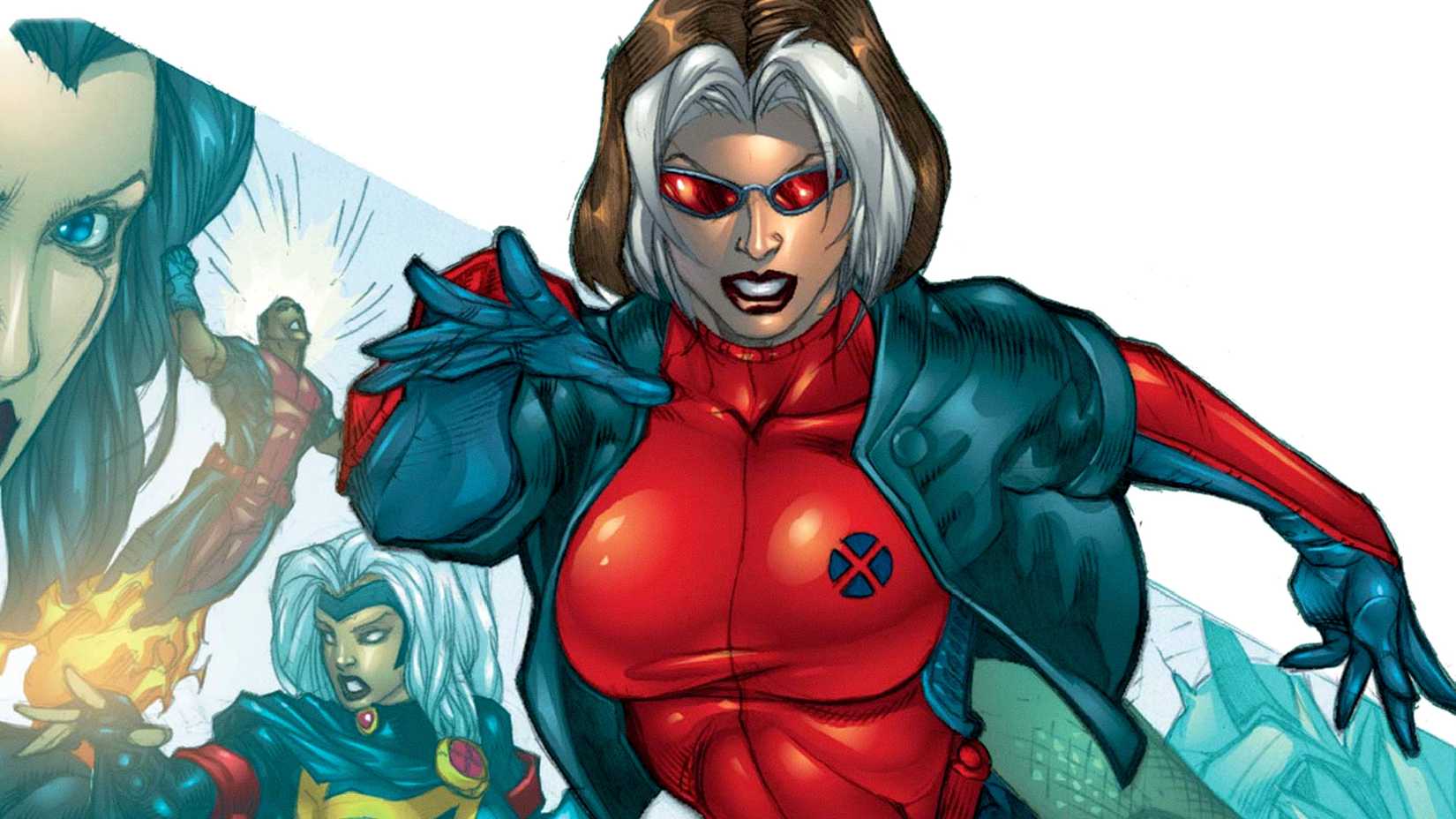 Rogue wears her red-and-black X-Treme X-Men costume