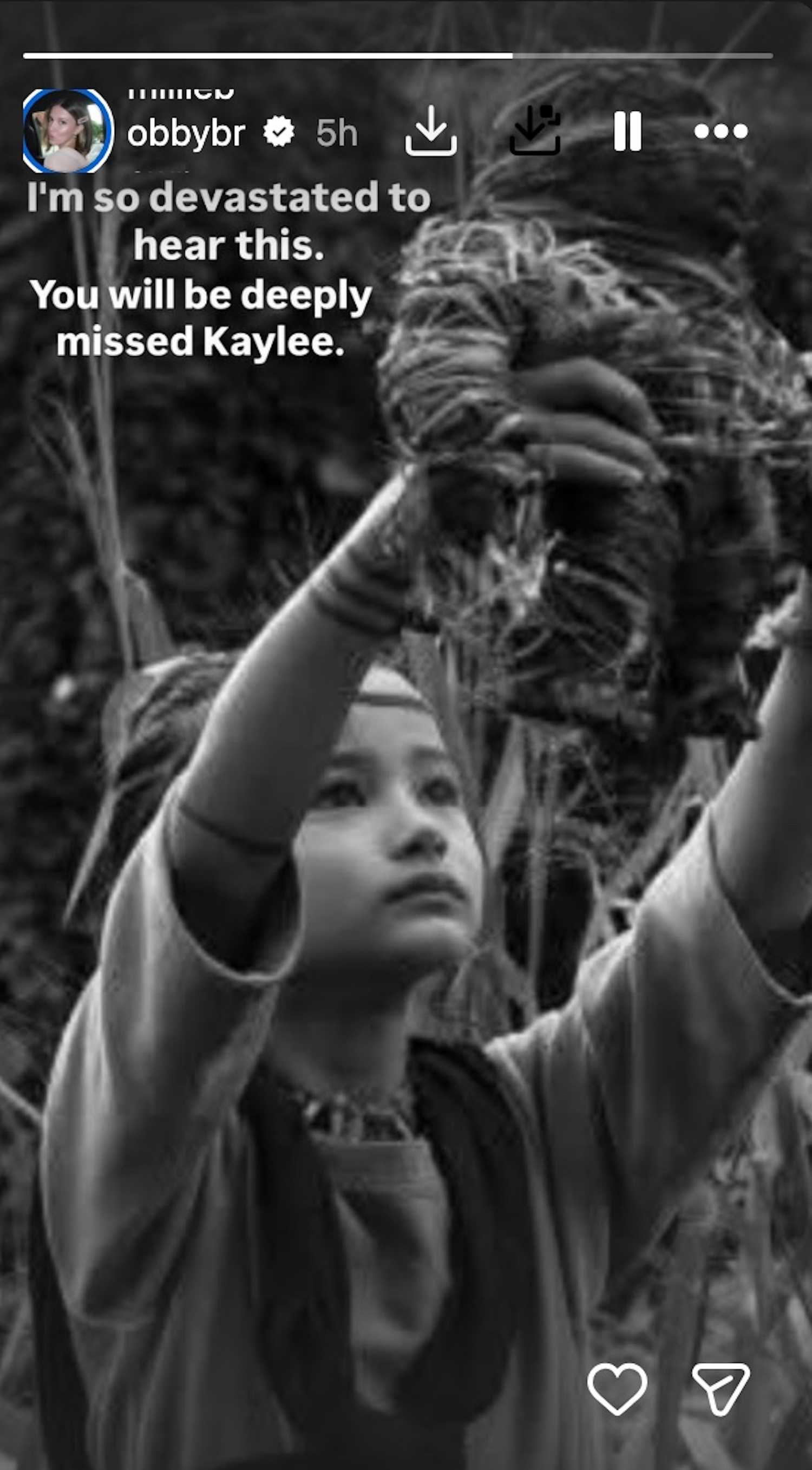 An Instagram Stories picture of Kaylee Hottle in Godzilla vs. Kong