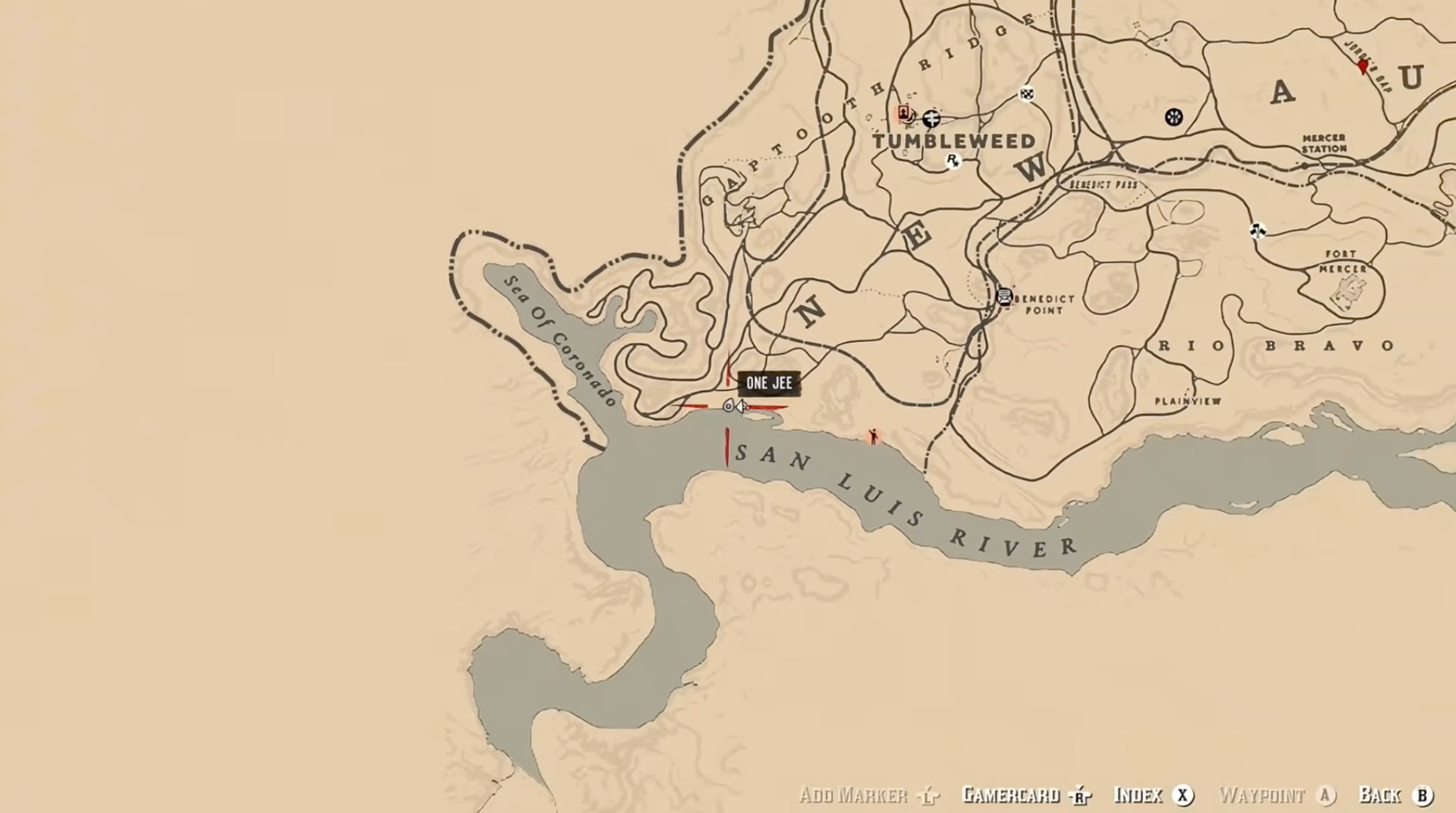 Image shows RDR2 map