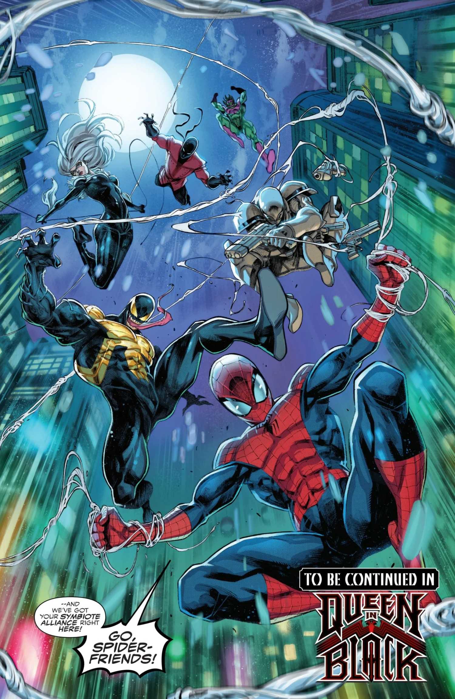 Spider-Man leads the Spider-Friends In Marvel Zero's Queen in Black preview