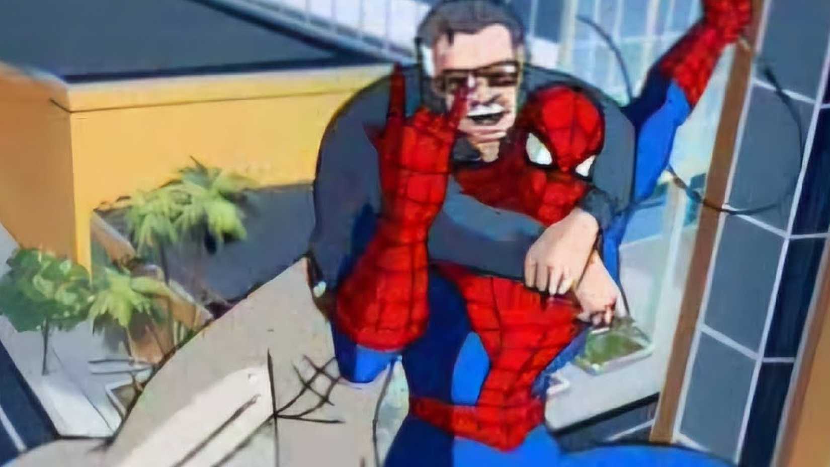 Spider-Man swings with Stan Lee in the animated series