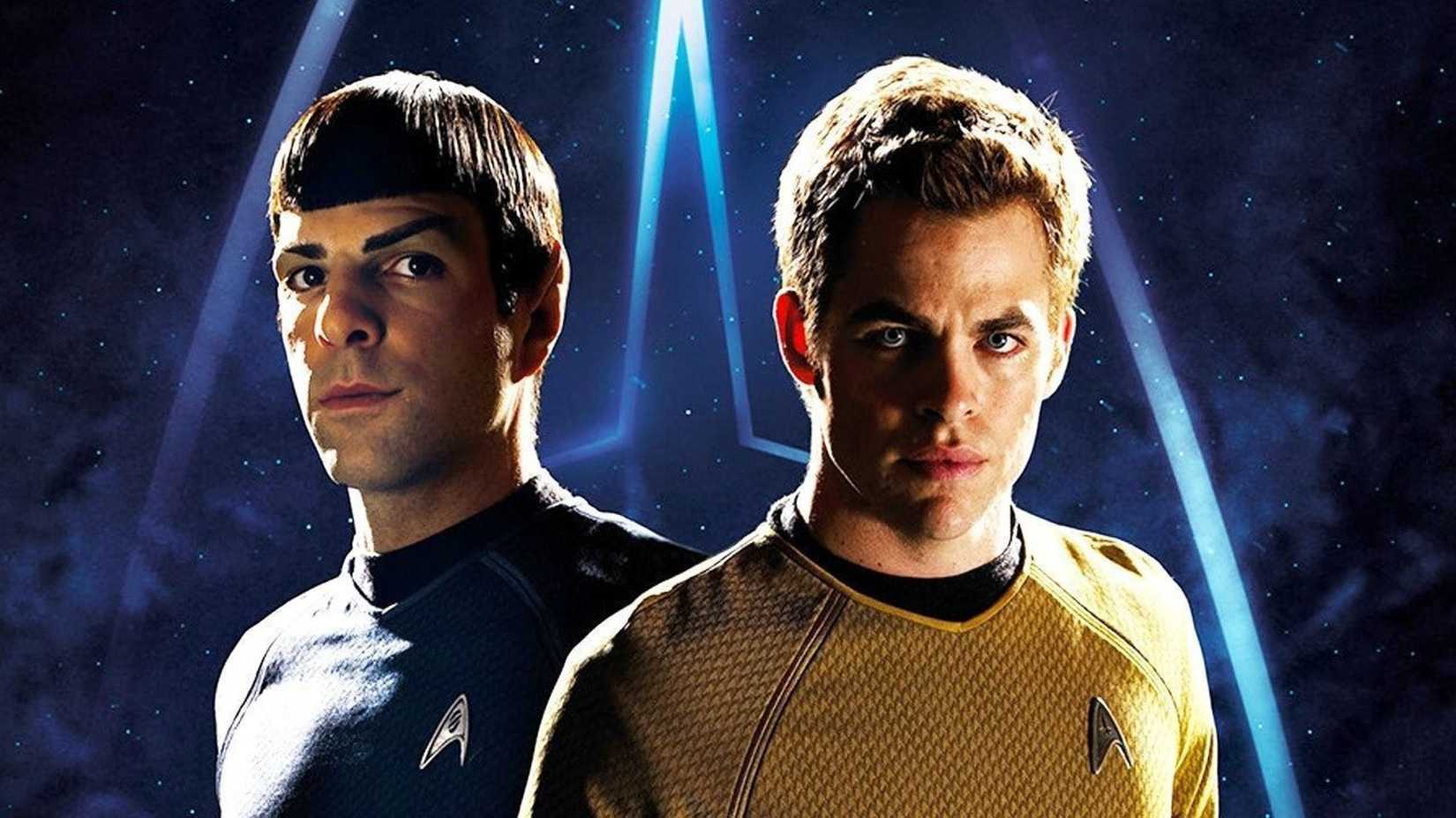 Spock and Kirk Star Trek 2009 posed promotional art