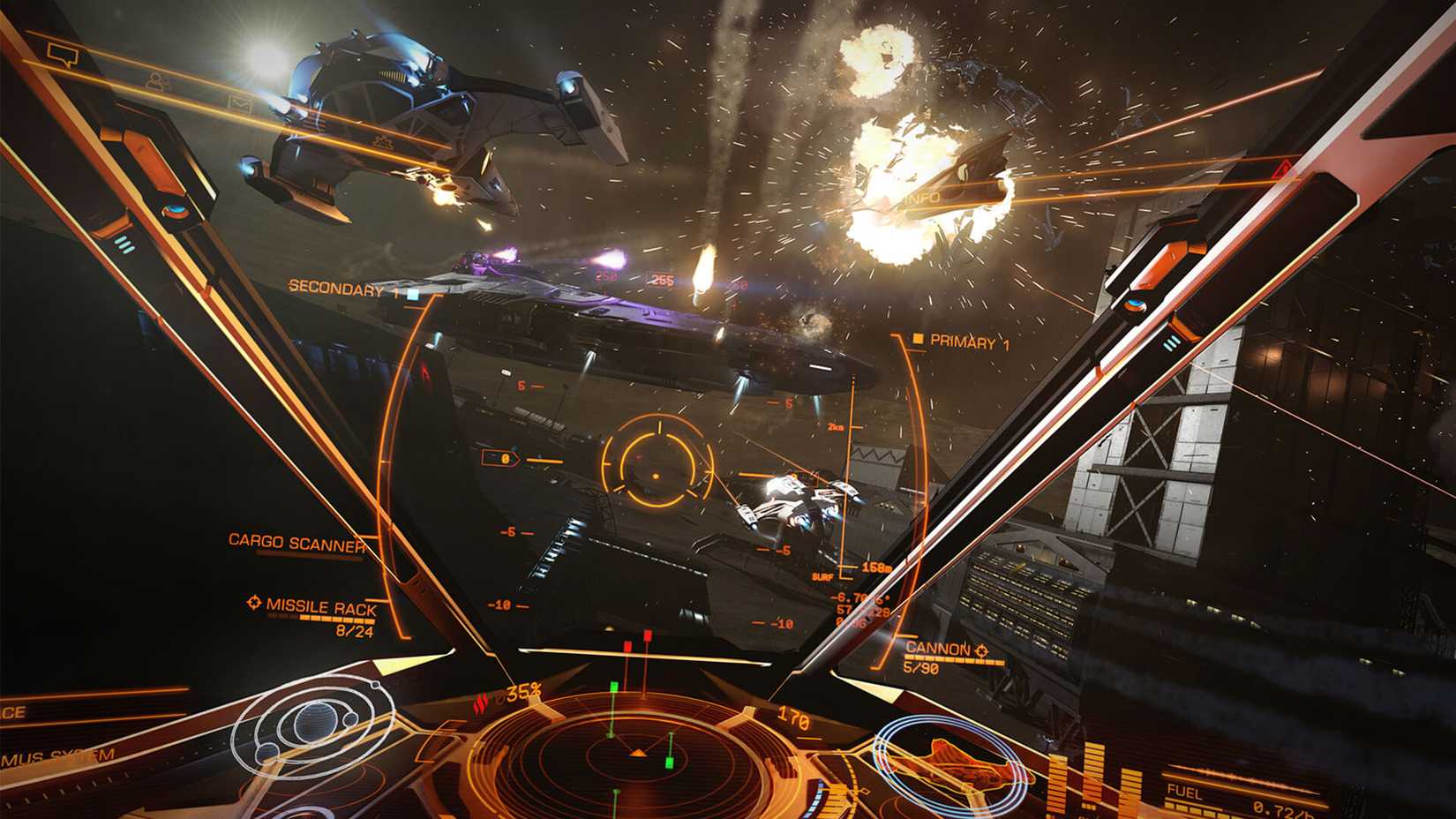 צילום מסך של Elite Dangerous מגוף ראשון
