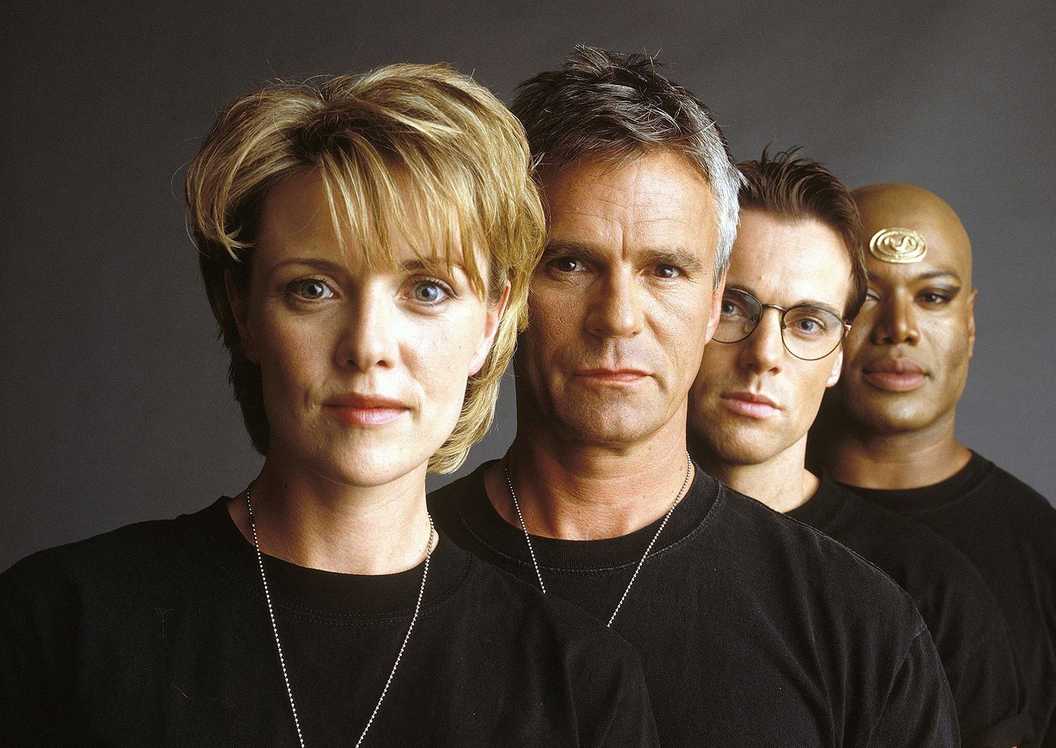 Sam Carter, Jack O'Neil, Daniel Jackson, and Teal'c in Stargate SG-1