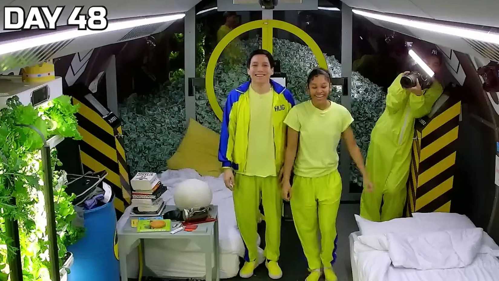 still from mrbeast video Survive 100 Days In Nuclear Bunker, Win $500,000