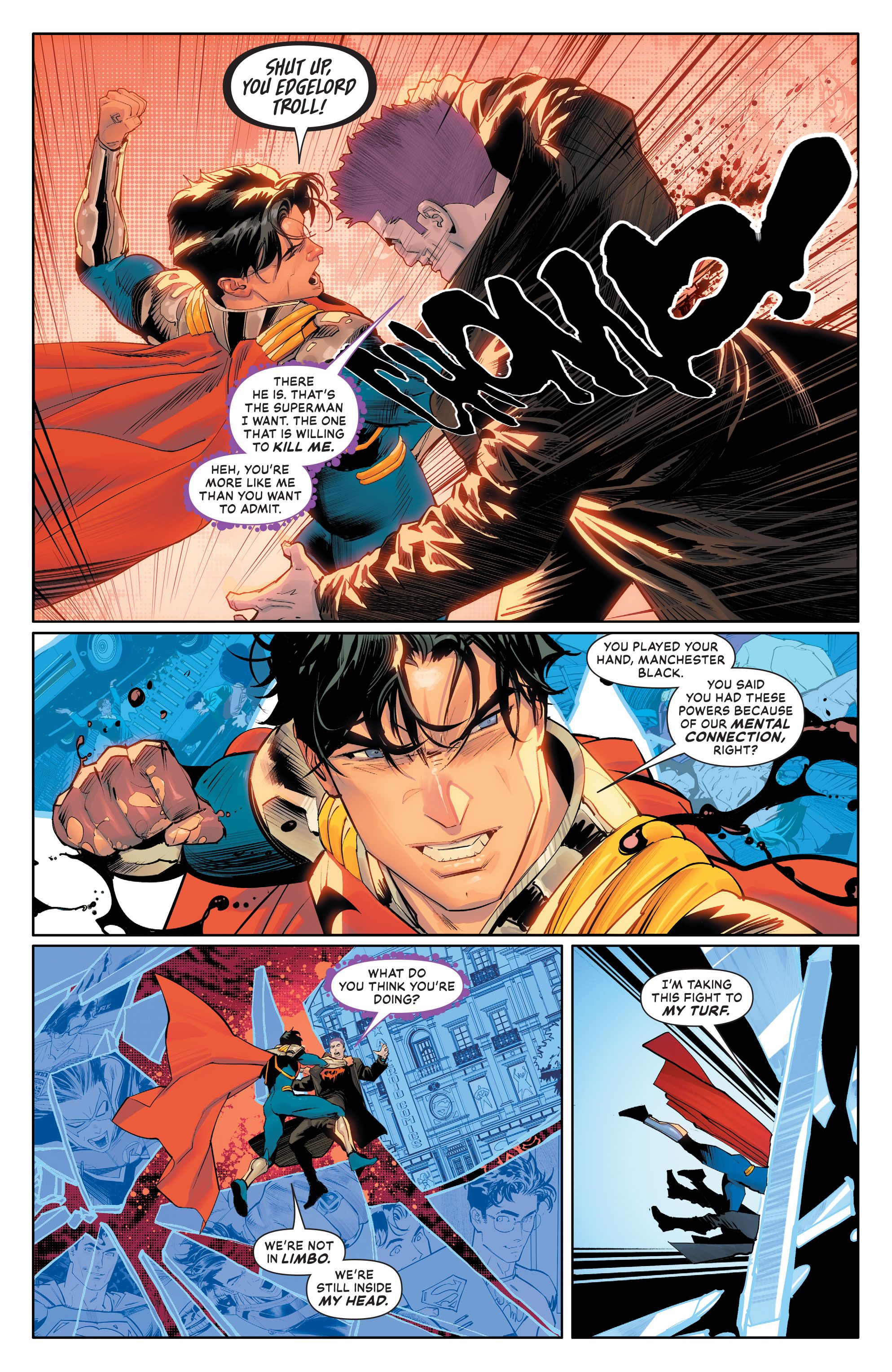 Superboy-Prime fights Manchester Black
