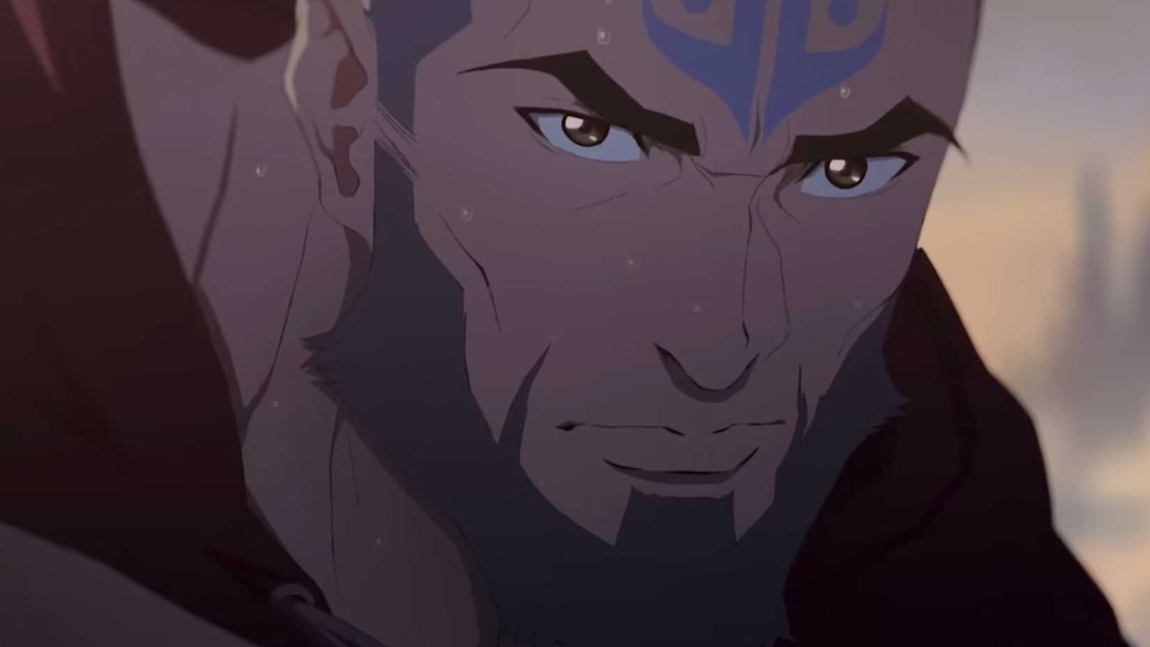 Tagah looking off-screen in Avatar Aang The Last Airbender trailer