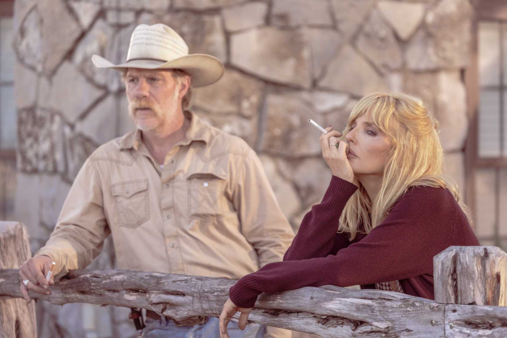 DUTTON RANCH, from left: Marc Menchaca, Kelly Reilly, ‘Peaceful Find Peace', (Season 1, ep. 105, aired June 5, 2026). photo: Emerson Miller / ©Paramount+