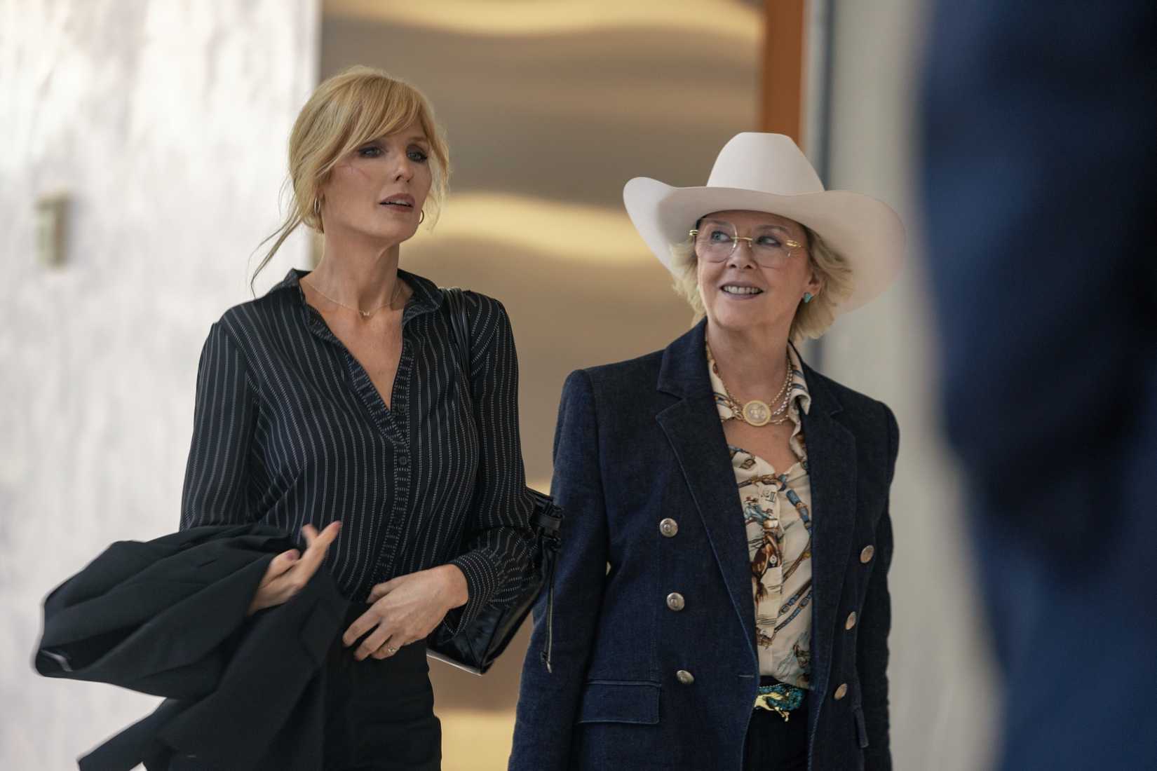 DUTTON RANCH, from left: Kelly Reilly, Annette Bening, ‘Peaceful Find Peace', (Season 1, ep. 105, aired June 5, 2026). photo: Emerson Miller / ©Paramount+