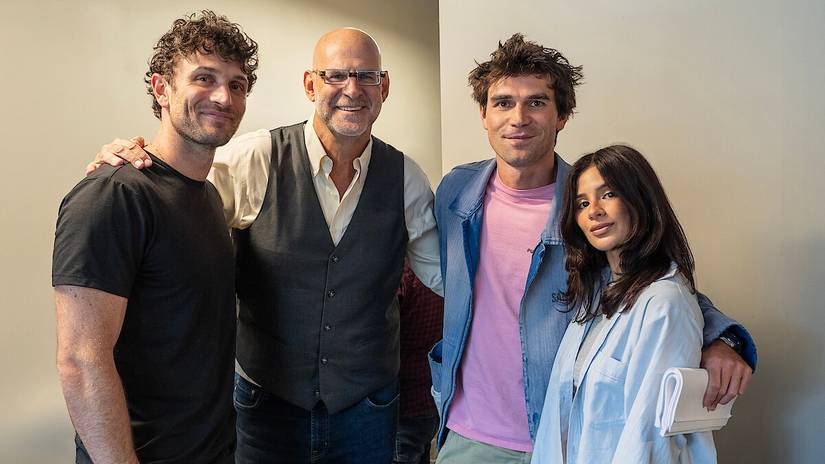 The cast of Myron Bolitar with Harlan Coben