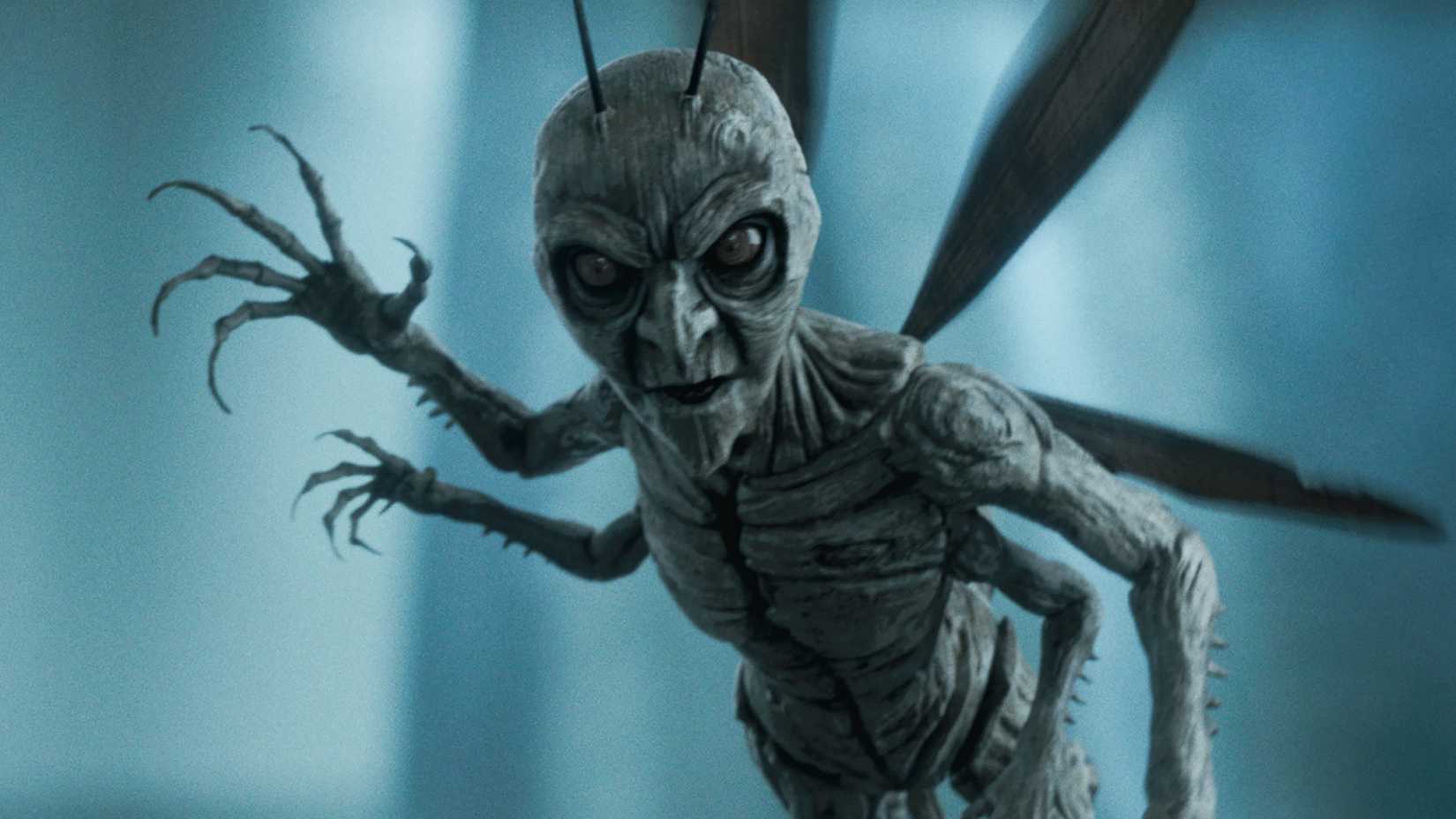 The Cricket looking angrily toward the camera with two of his claws raised in Pinocchio Unstrung