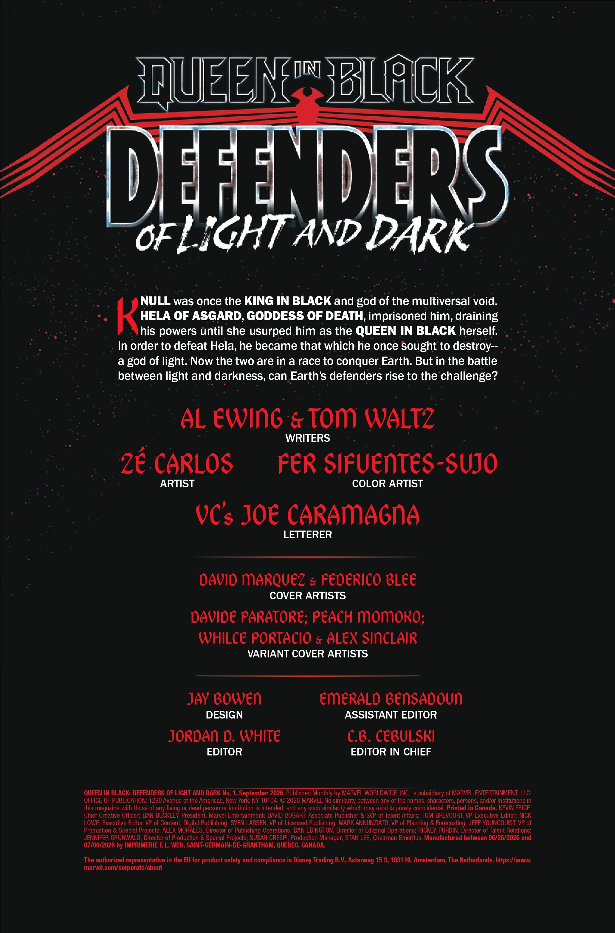The Defenders of Light and Dark #1 credits page