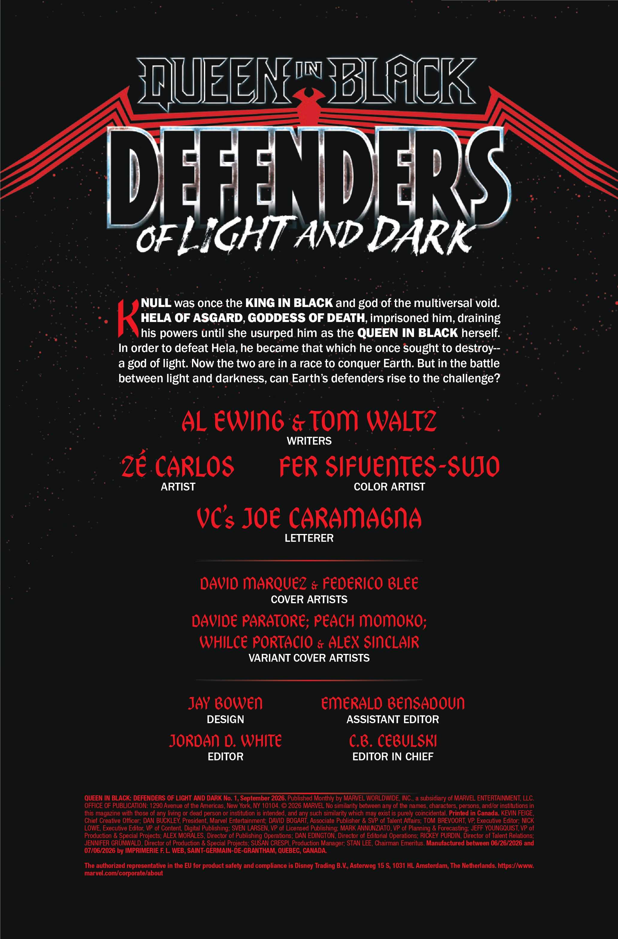 The Defenders of Light and Dark #1 credits page