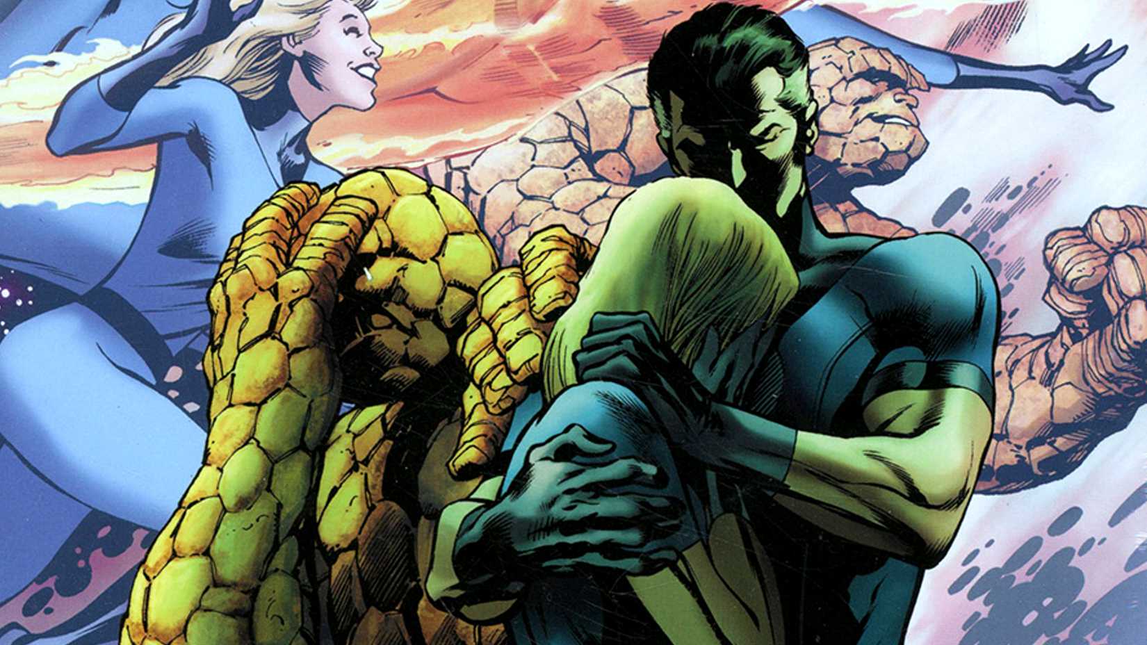 The Fantastic Four hug each other in Jonathan Hickman's comic run