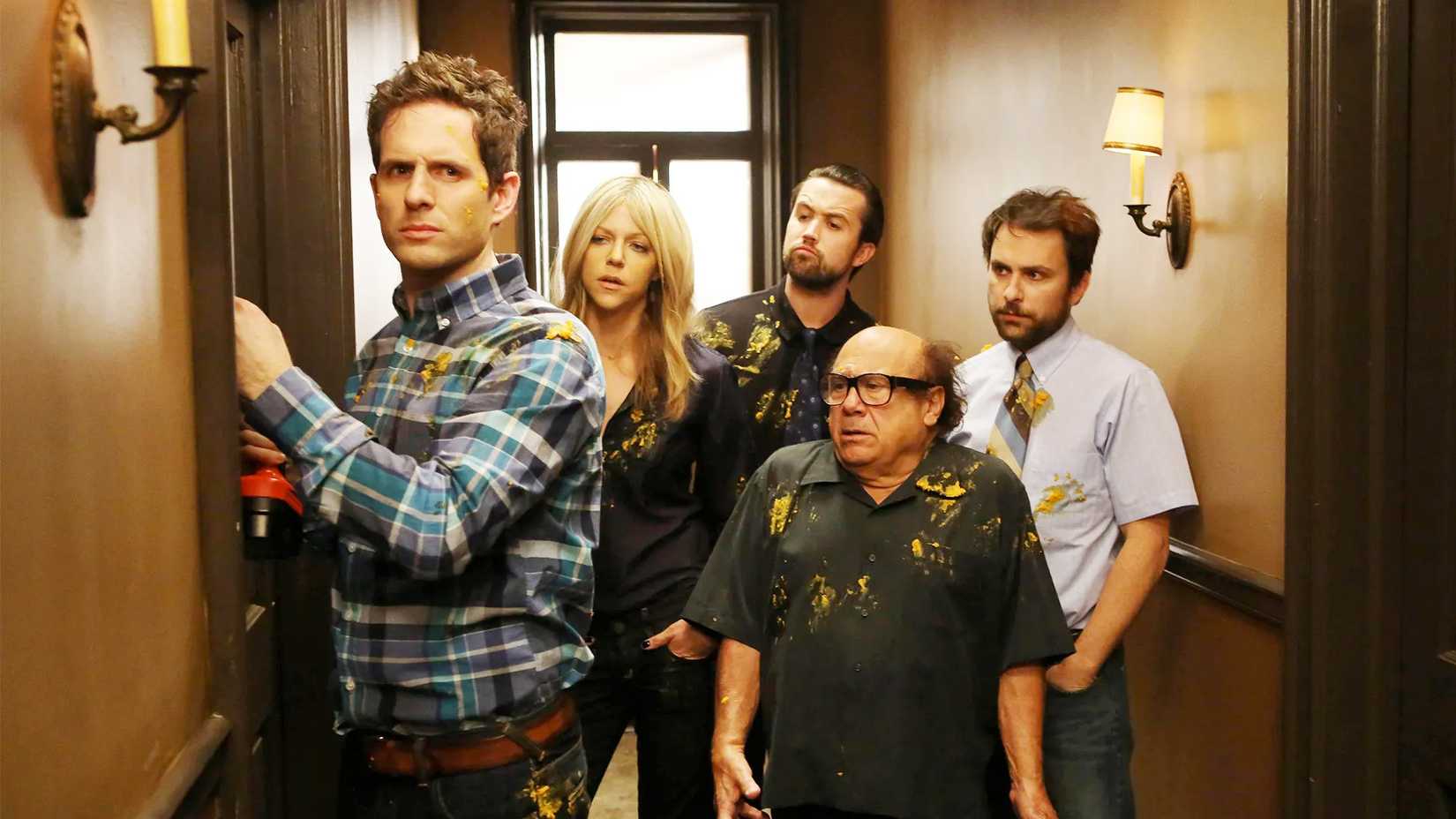 The gang nailing Dennis's door shut in It's Always Sunny in Philadelphia