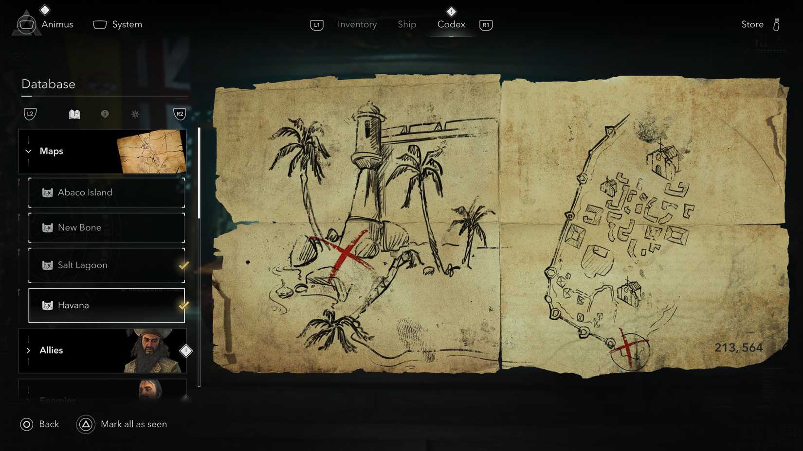 The Havana treasure map in AC Black Flag Resynced.