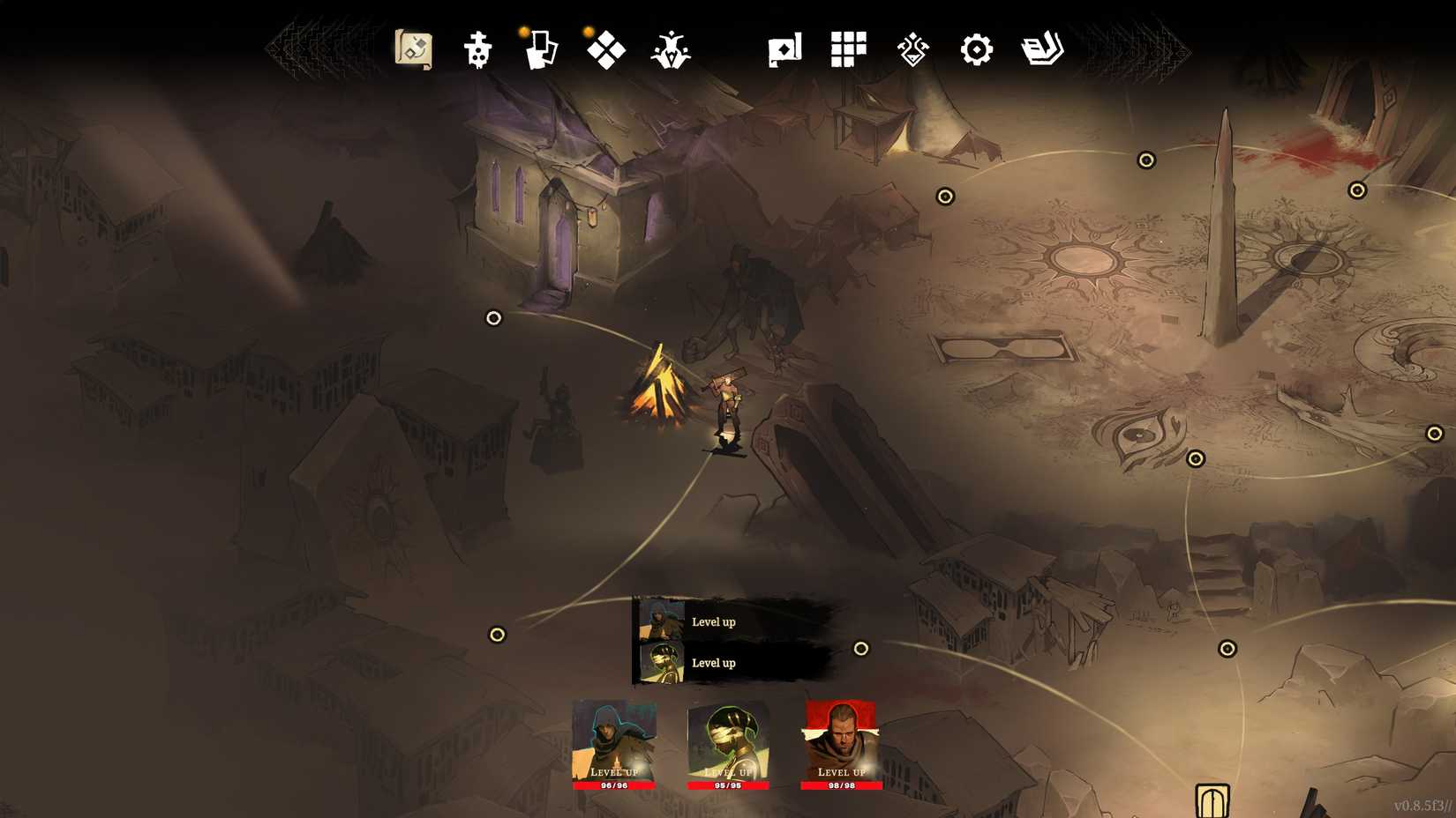 The map navigation screen in the Breathless Sands in Shards of Order