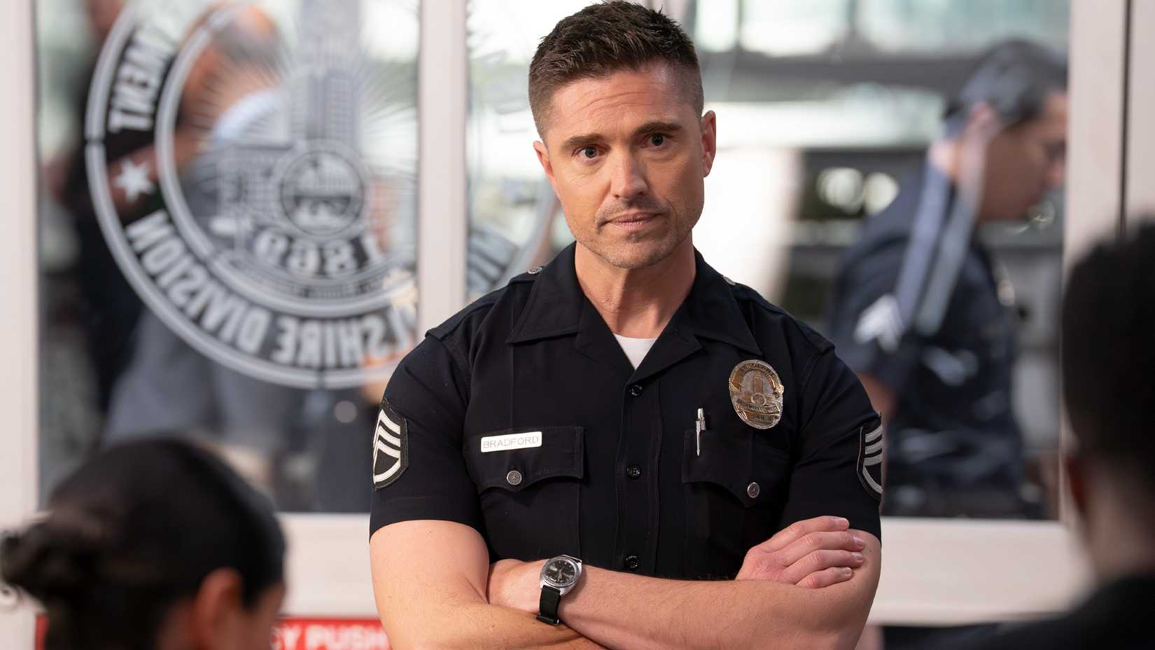 Still of Tim Bradford (Eric Winter) in The Rookie season 8 episode 17.