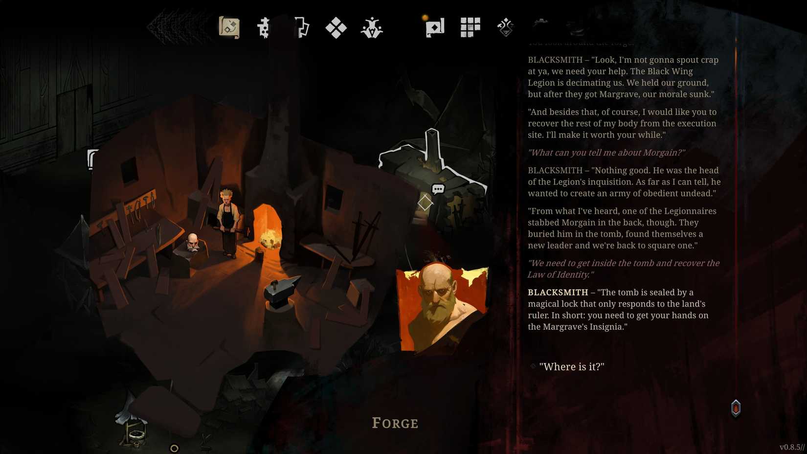 The Soldier meets with the blacksmith in Shards of Order