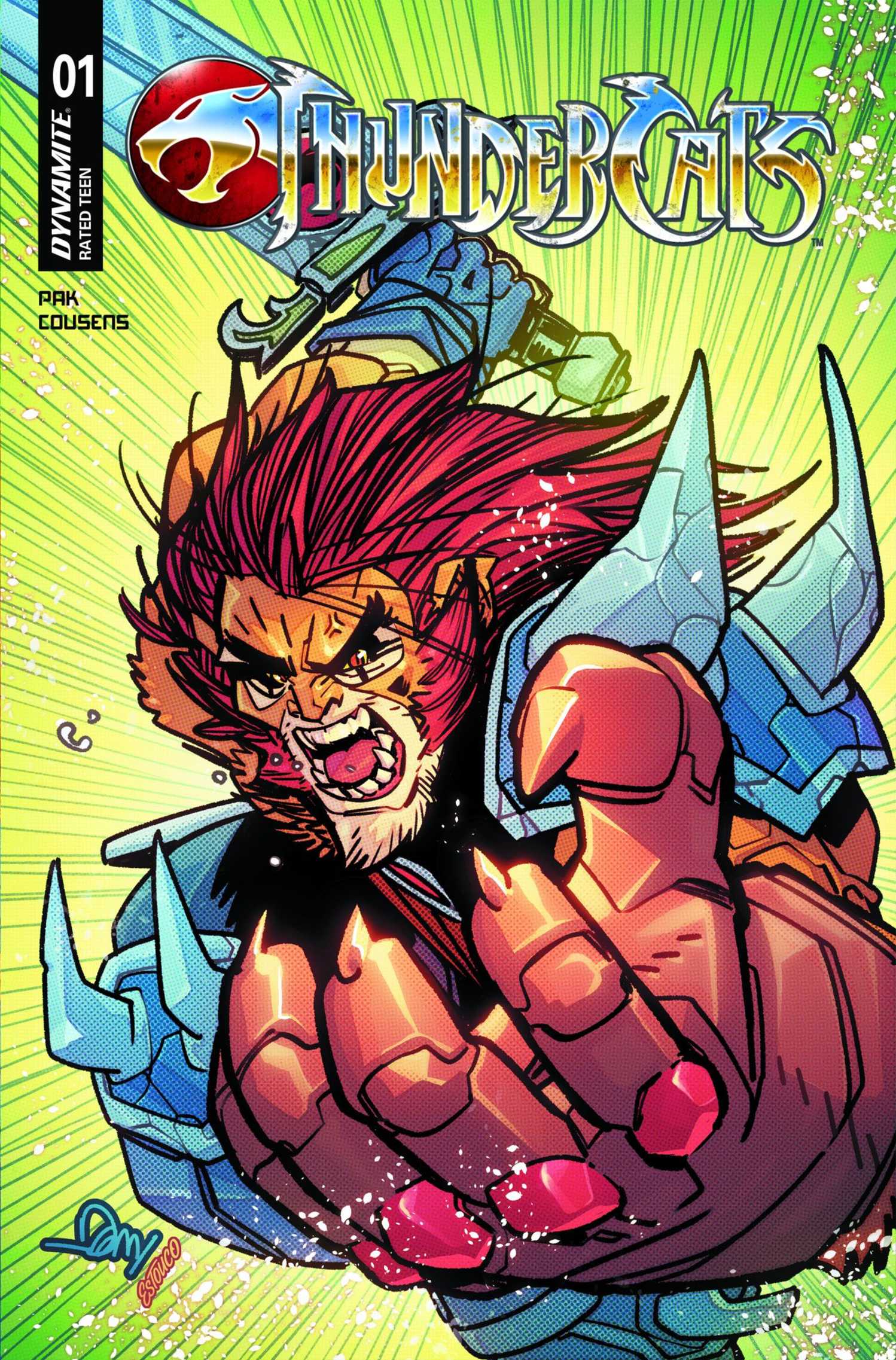 Thundercats #1 cover, Liono leaping into combat