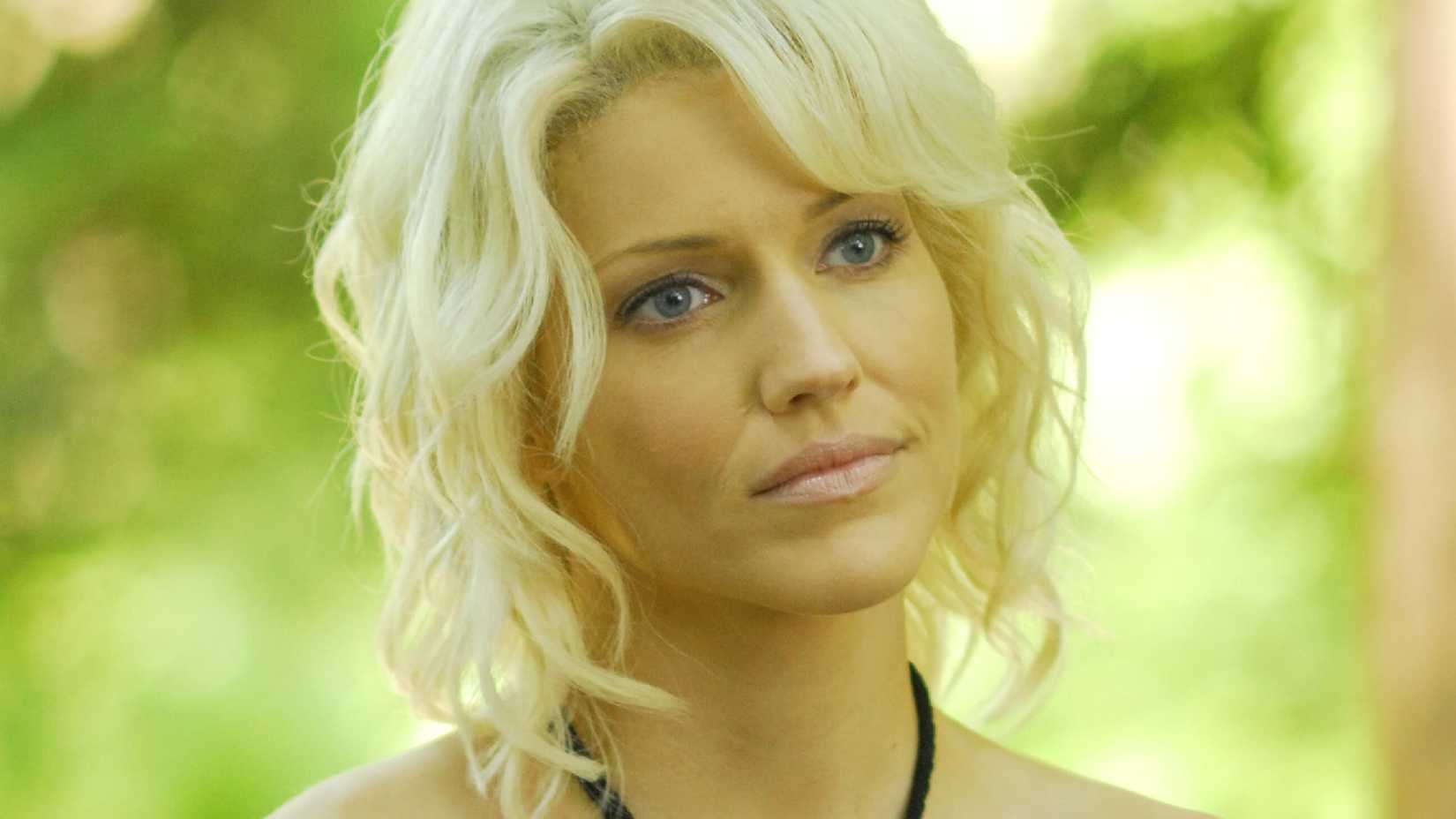 Tricia Helfer as Six in Battlestar Galactica.