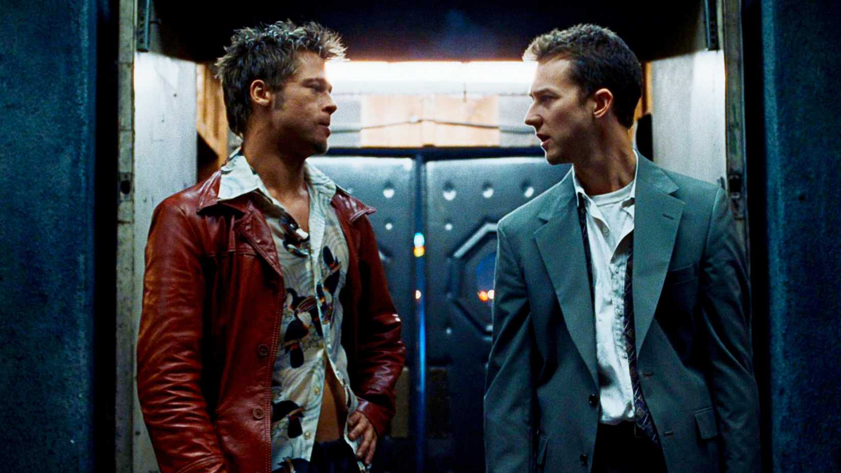 Tyler and the narrator talking in Fight Club