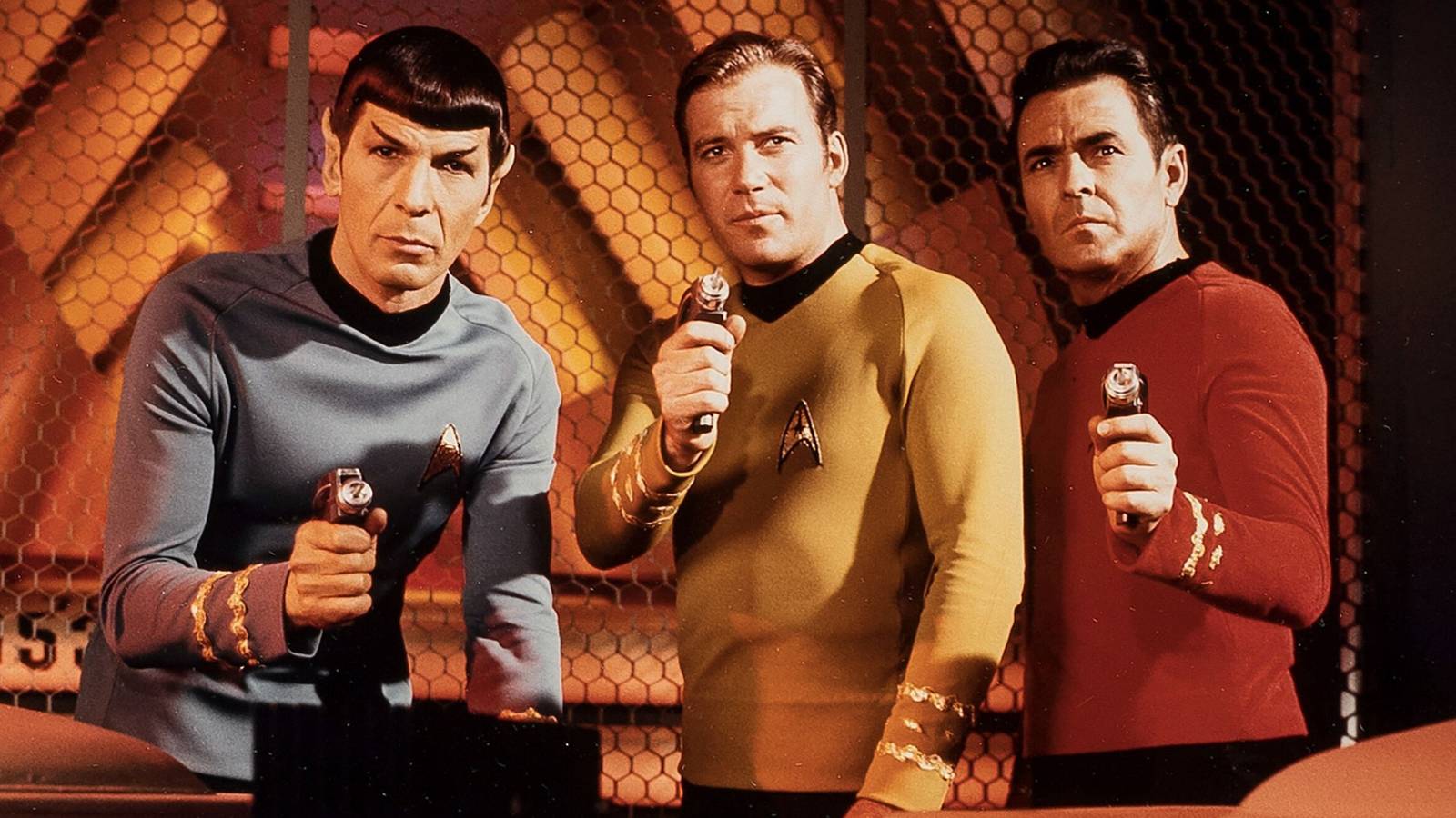 Spock, Kirk, and Scotty in Star Trek