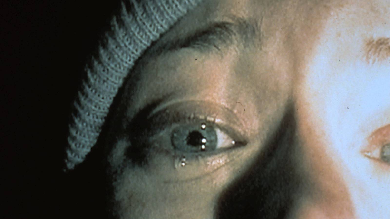 Heather's teary eye in The Blair Witch Project